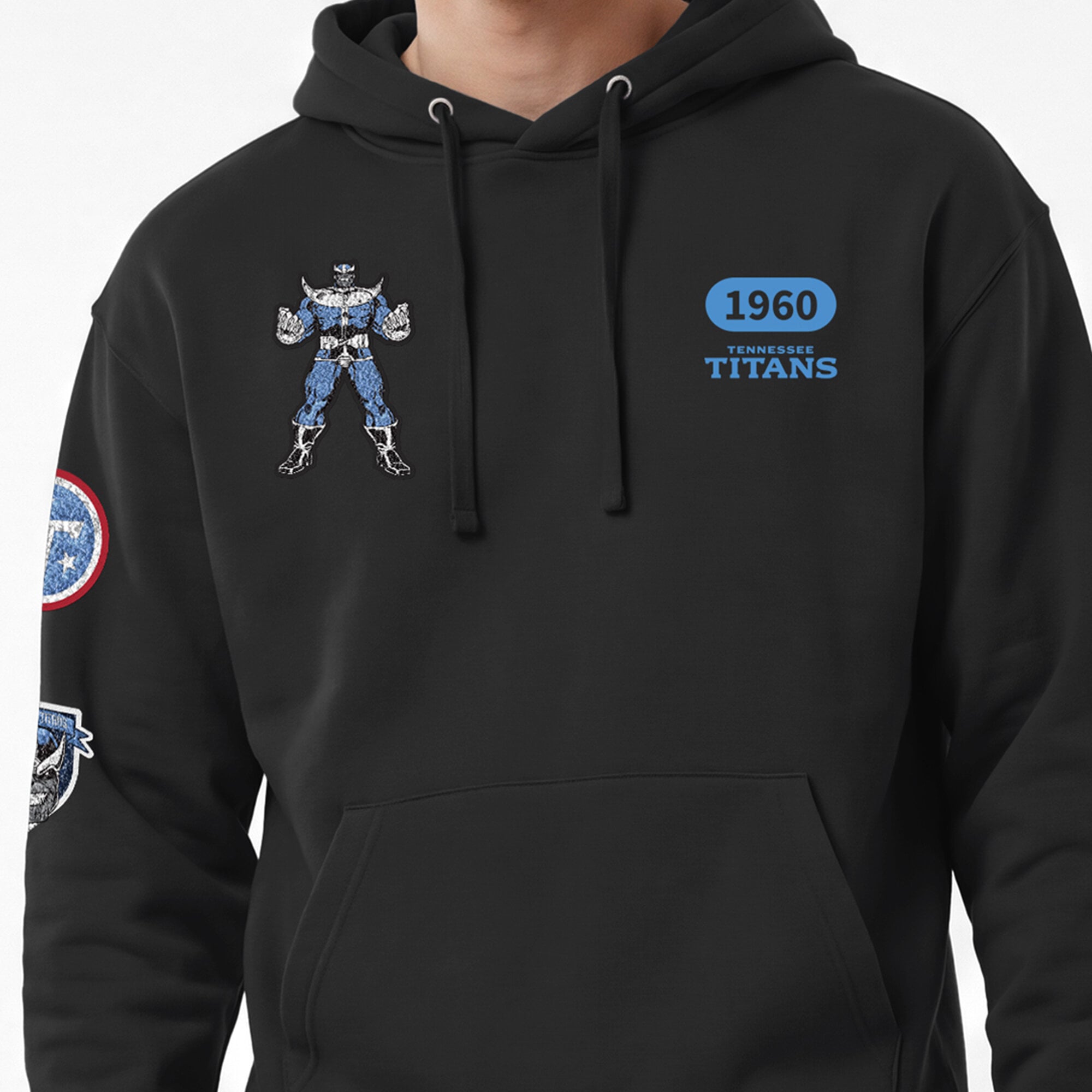 Sweat à capuche Disney x Champion noir Tennessee Titans Thanos All-Star pour homme