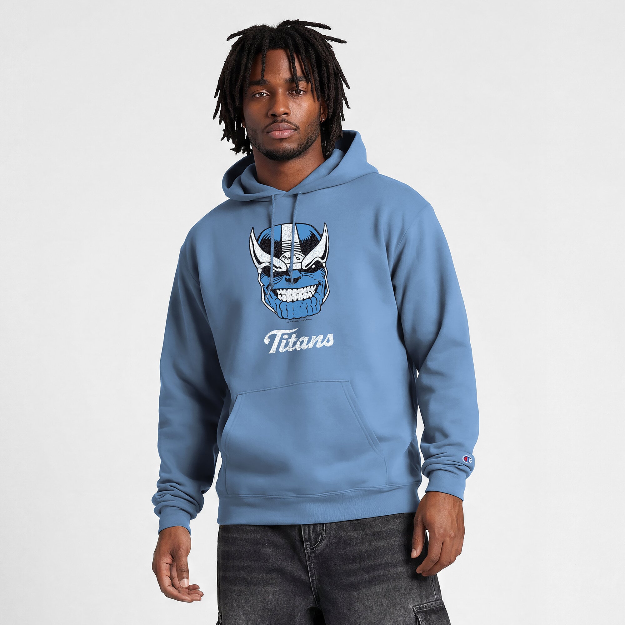 Sweat-shirt à capuche intégral bleu clair Disney x Champion Tennessee Titans pour homme