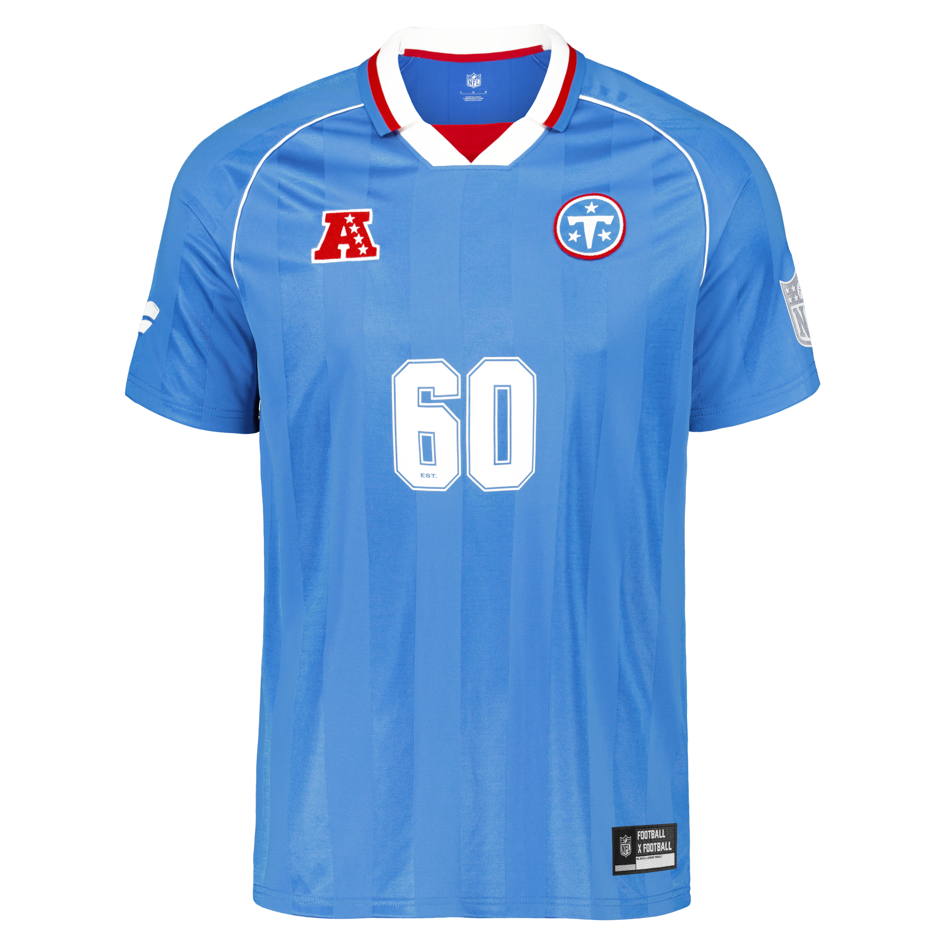 T-shirt de supporter des Tennessee Titans bleu clair à col en V, la marque Fanatics, pour homme.