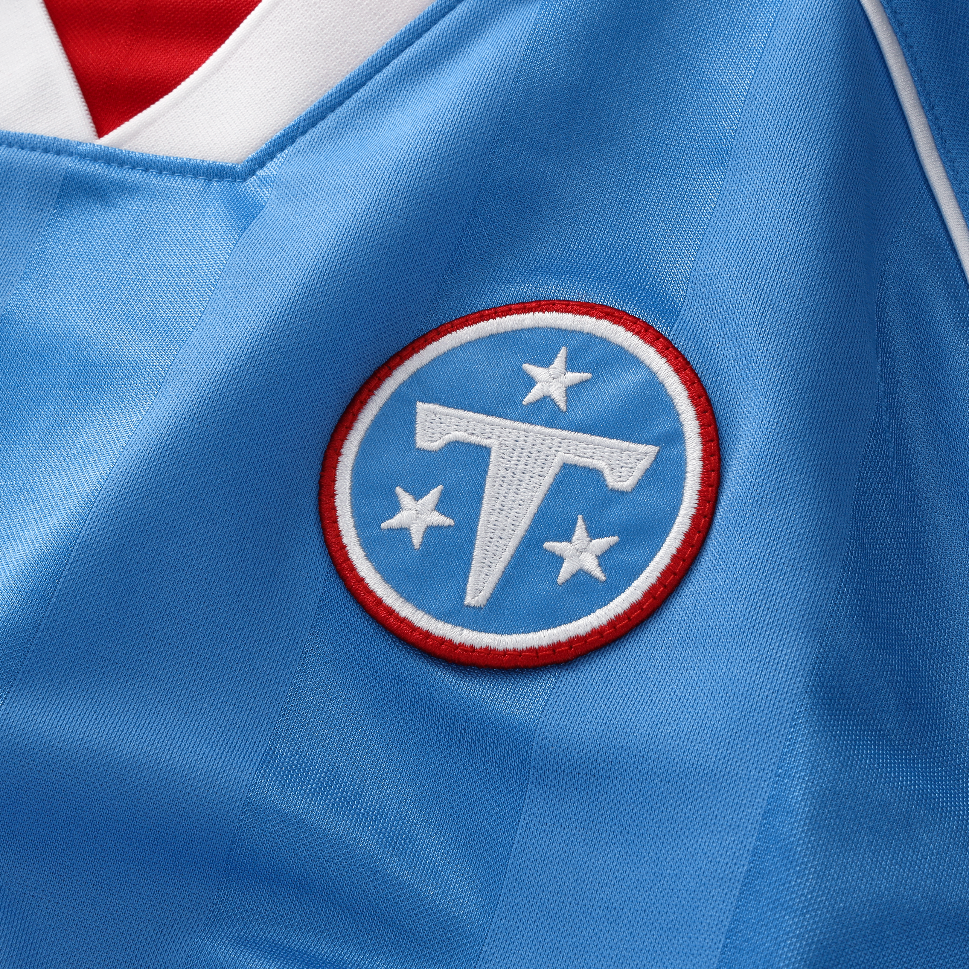 T-shirt de supporter des Tennessee Titans bleu clair à col en V, la marque Fanatics, pour homme.