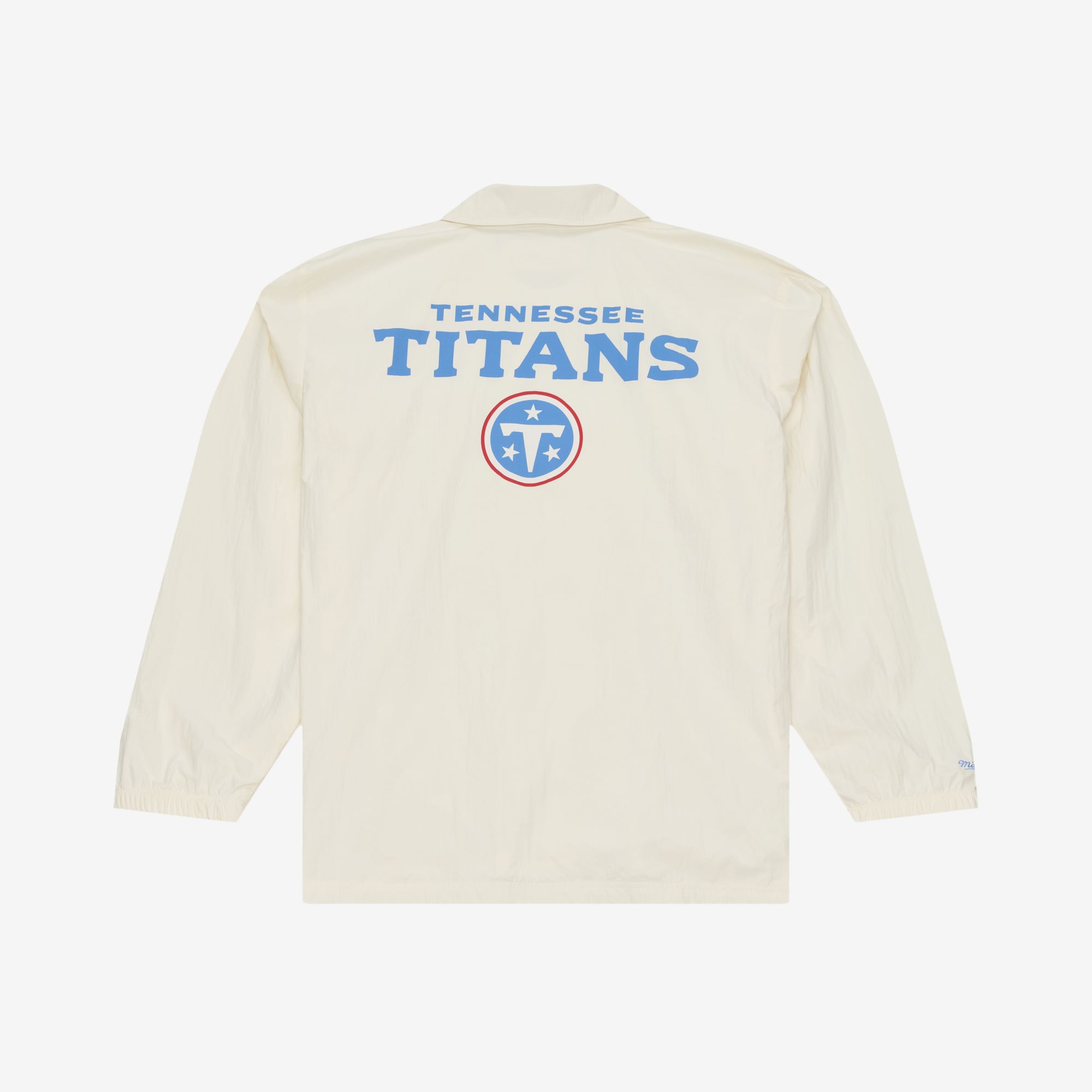 Veste d'entraîneur Mitchell & Ness crème Tennessee Titans Retro Roots pour homme, fermeture à boutons-pression.