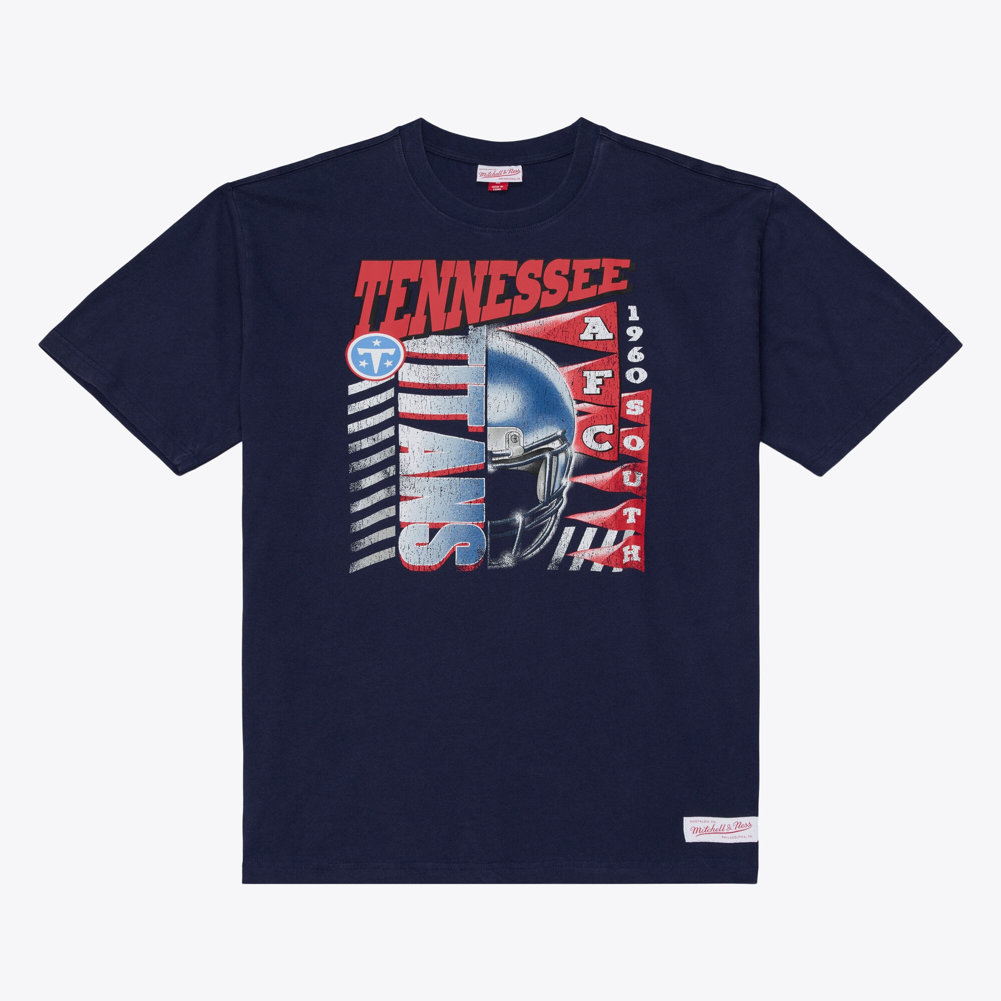 T-shirt graphique Mitchell & Ness bleu marine Tennessee Titans Core Essentials Street pour homme