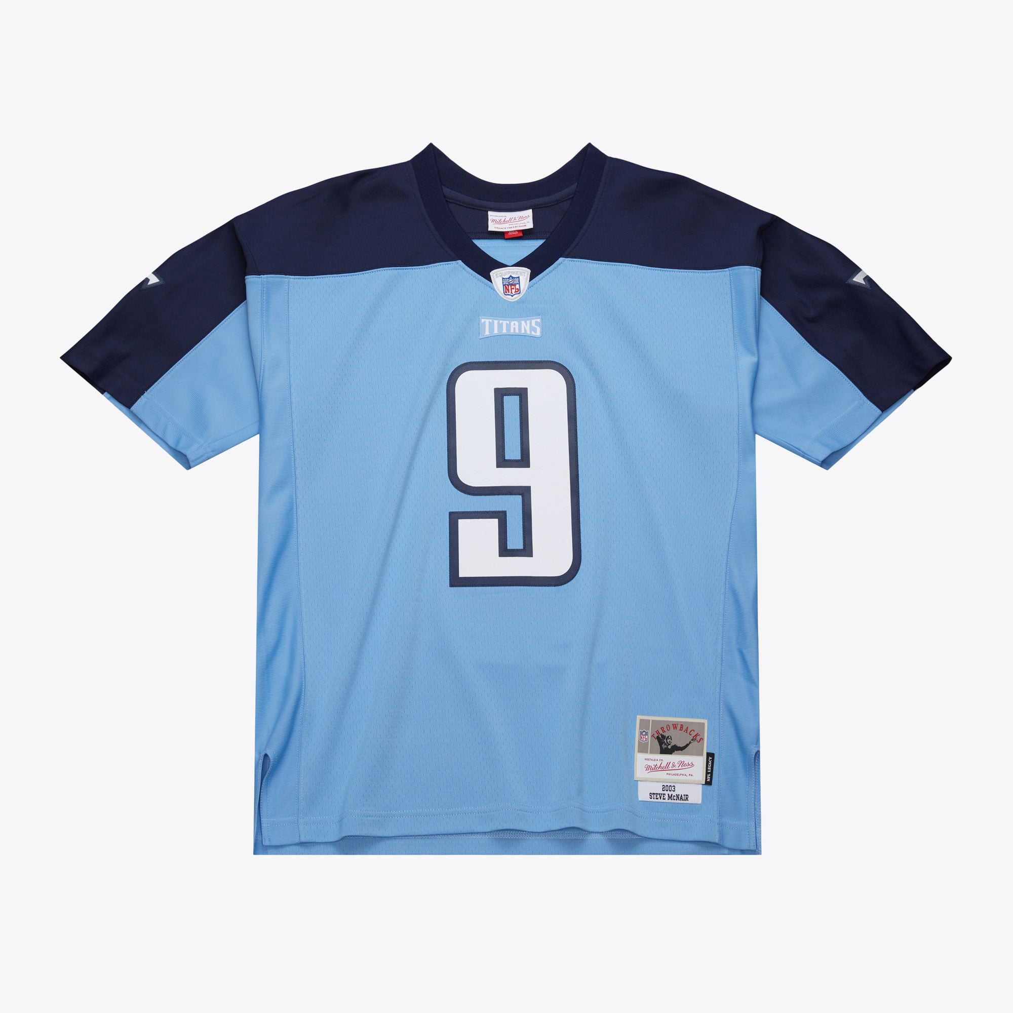 Men's Mitchell & Ness Steve McNair Light Blue Tennessee Titans 2003 Legacy Replica Jersey