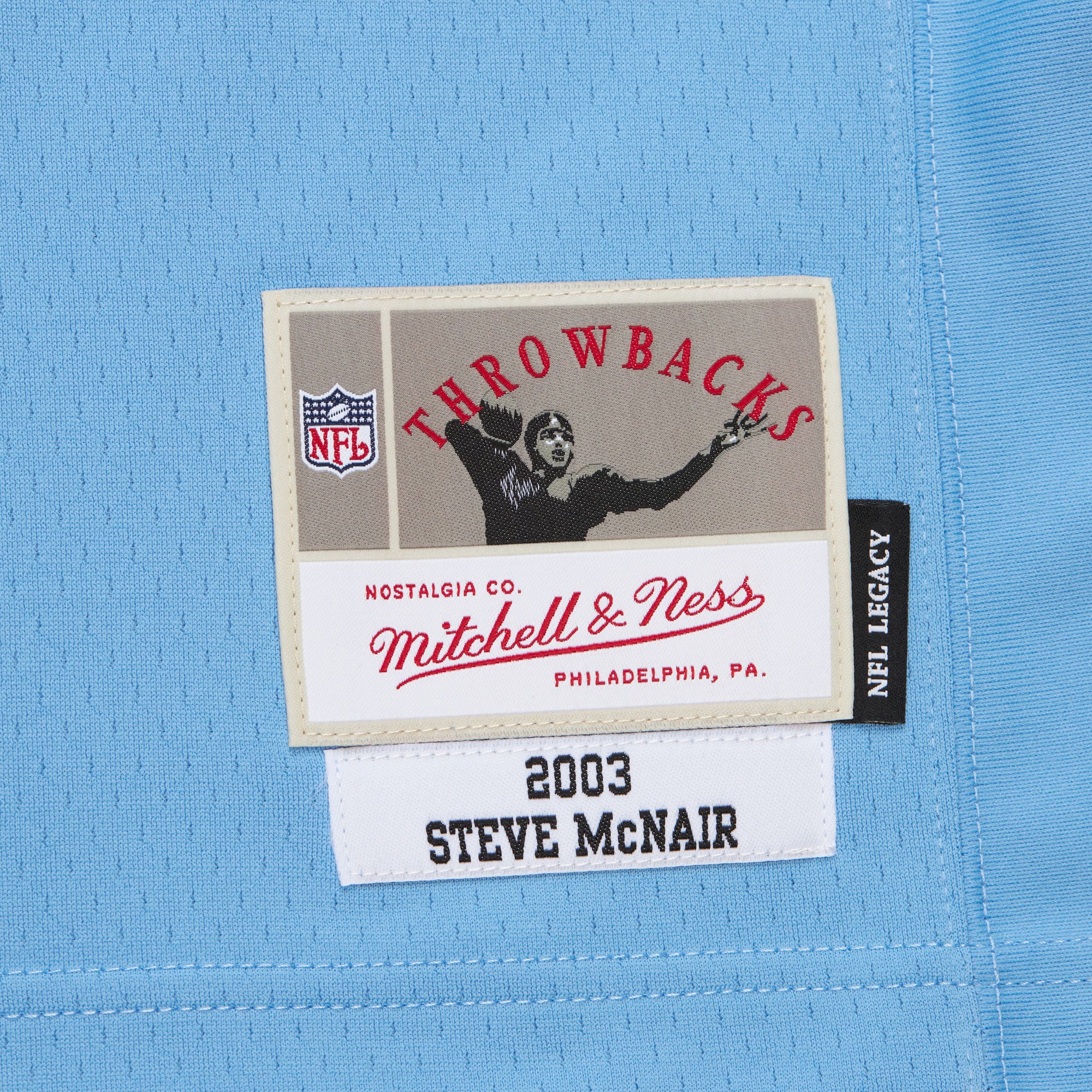 Men's Mitchell & Ness Steve McNair Light Blue Tennessee Titans 2003 Legacy Replica Jersey