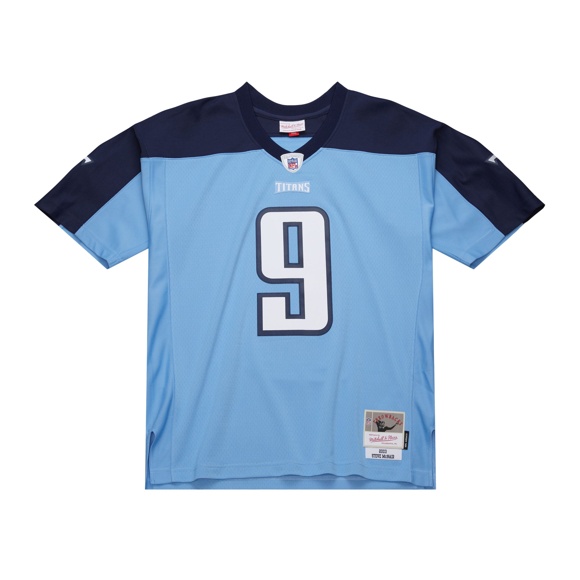 Men's Mitchell & Ness Steve McNair Light Blue Tennessee Titans 2003 Legacy Replica Jersey