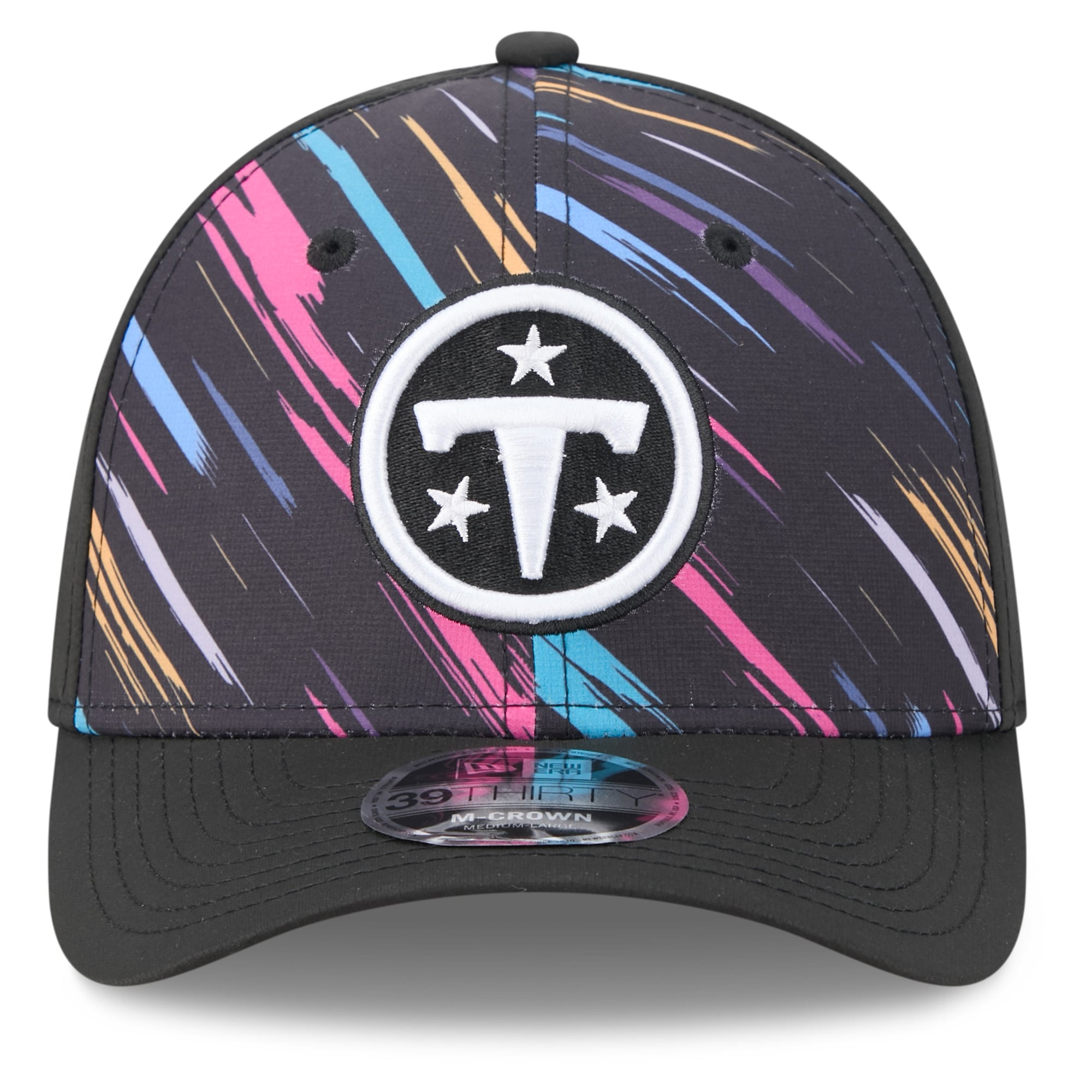 Men's New Era Black Tennessee Titans 2026 NFL Crucial Catch 39THIRTY M-Crown Stretch Hat