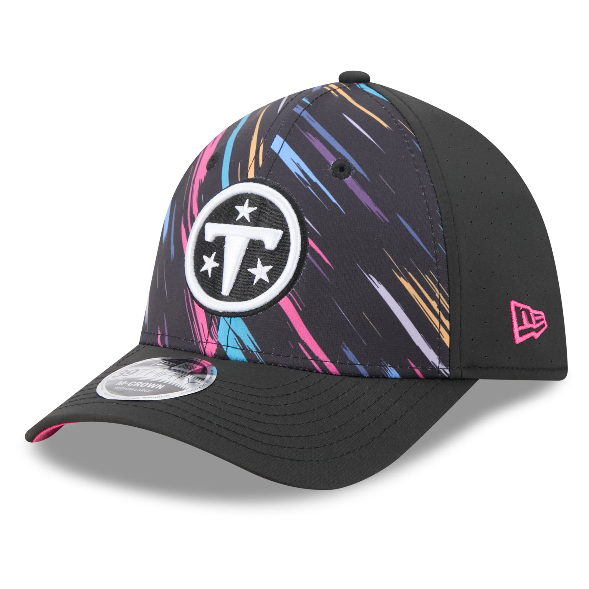 Men's New Era Black Tennessee Titans 2026 NFL Crucial Catch 39THIRTY M-Crown Stretch Hat
