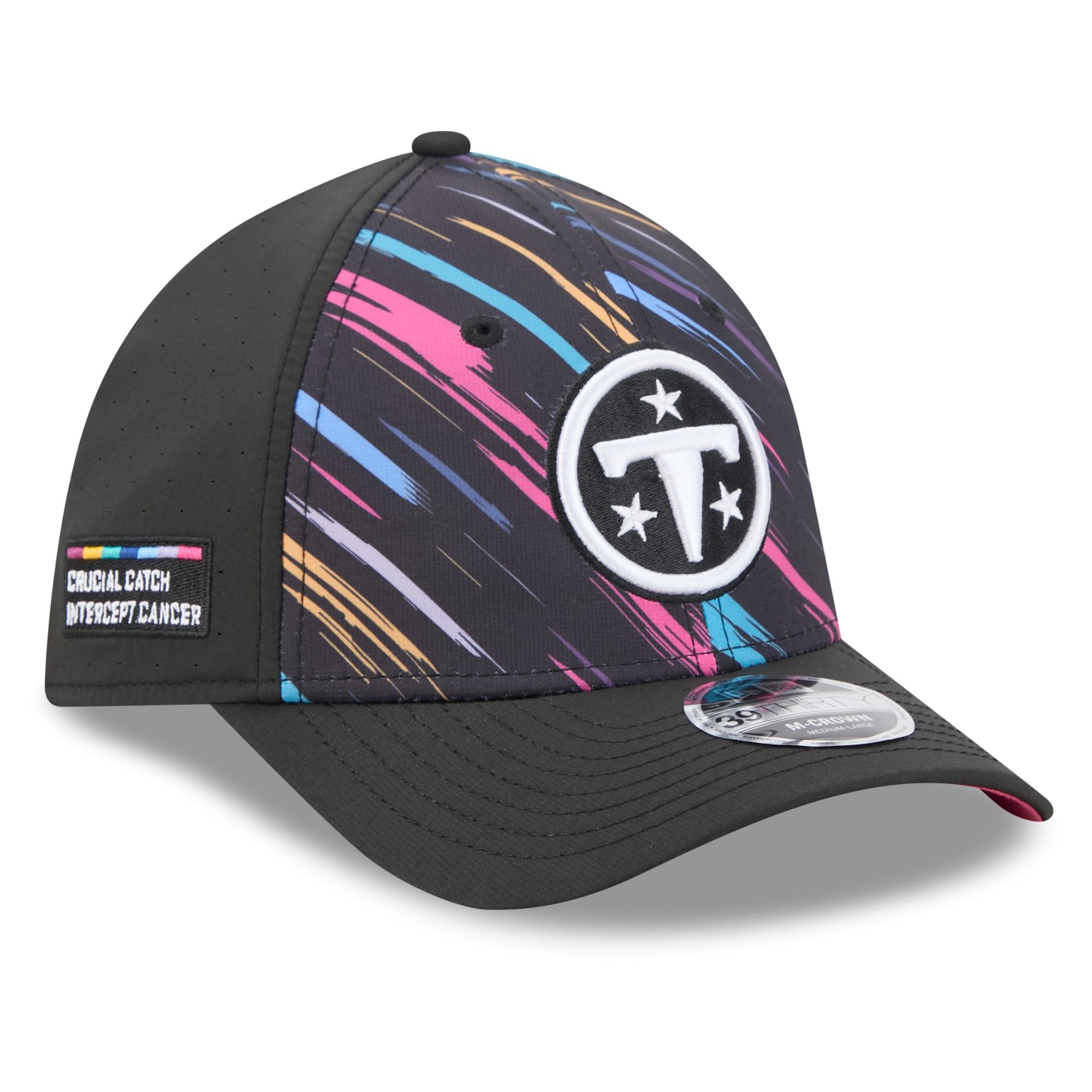 Men's New Era Black Tennessee Titans 2026 NFL Crucial Catch 39THIRTY M-Crown Stretch Hat