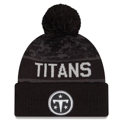 Tennessee Titans New Era 2026 Salute To Service Cuffed Knit Hat with Pom - Black