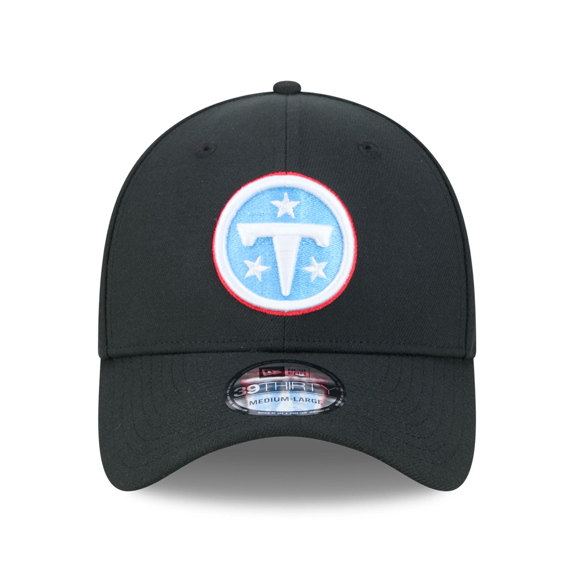 Casquette New Era noire Tennessee Titans Main 39THIRTY Flex pour homme