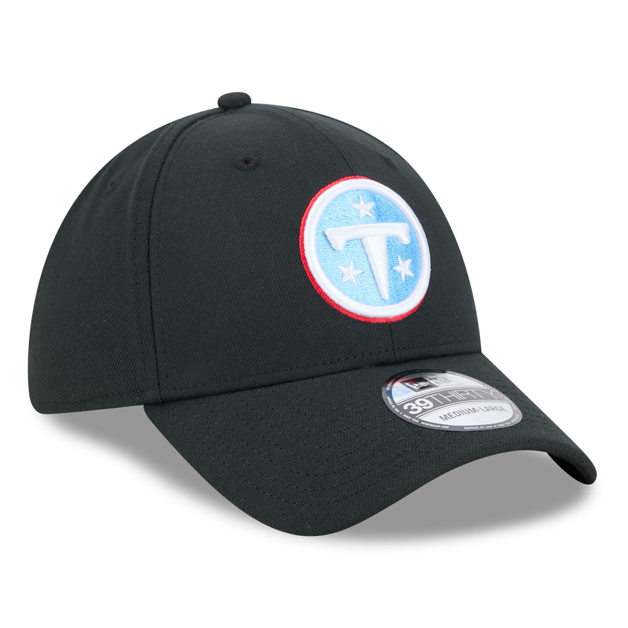 Casquette New Era noire Tennessee Titans Main 39THIRTY Flex pour homme