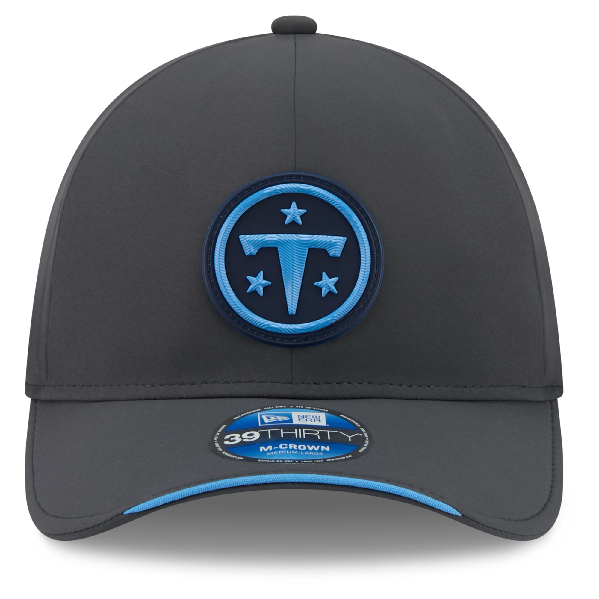 Casquette extensible New Era 39THIRTY M-Crown pour homme, couleur anthracite, Tennessee Titans 2026, idéale les temps froids.