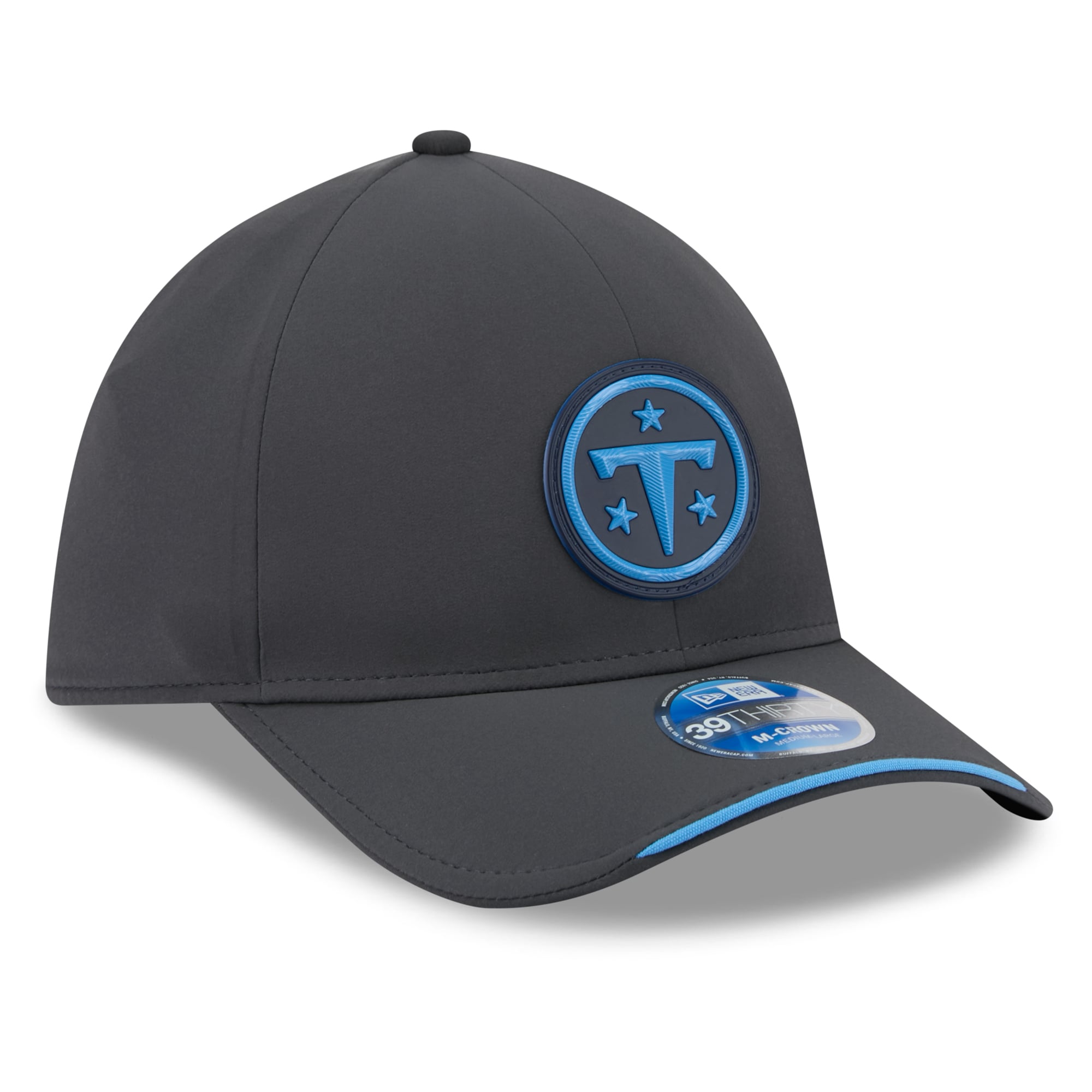 Casquette extensible New Era 39THIRTY M-Crown pour homme, couleur anthracite, Tennessee Titans 2026, idéale les temps froids.
