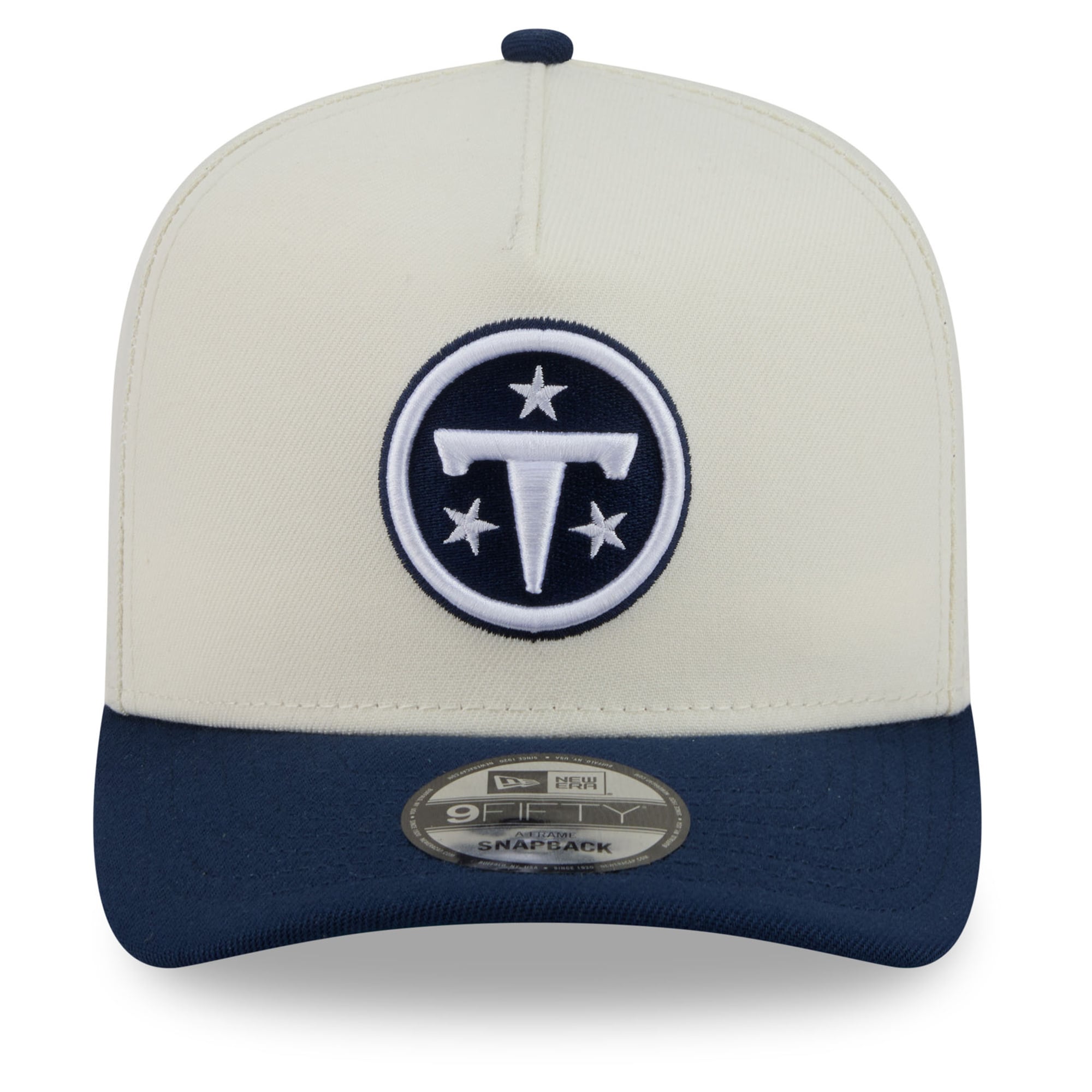 Men's New Era Cream Tennessee Titans 2026 Rivalries Collection Fan Pack A-Frame 9FIFTY Snapback Hat
