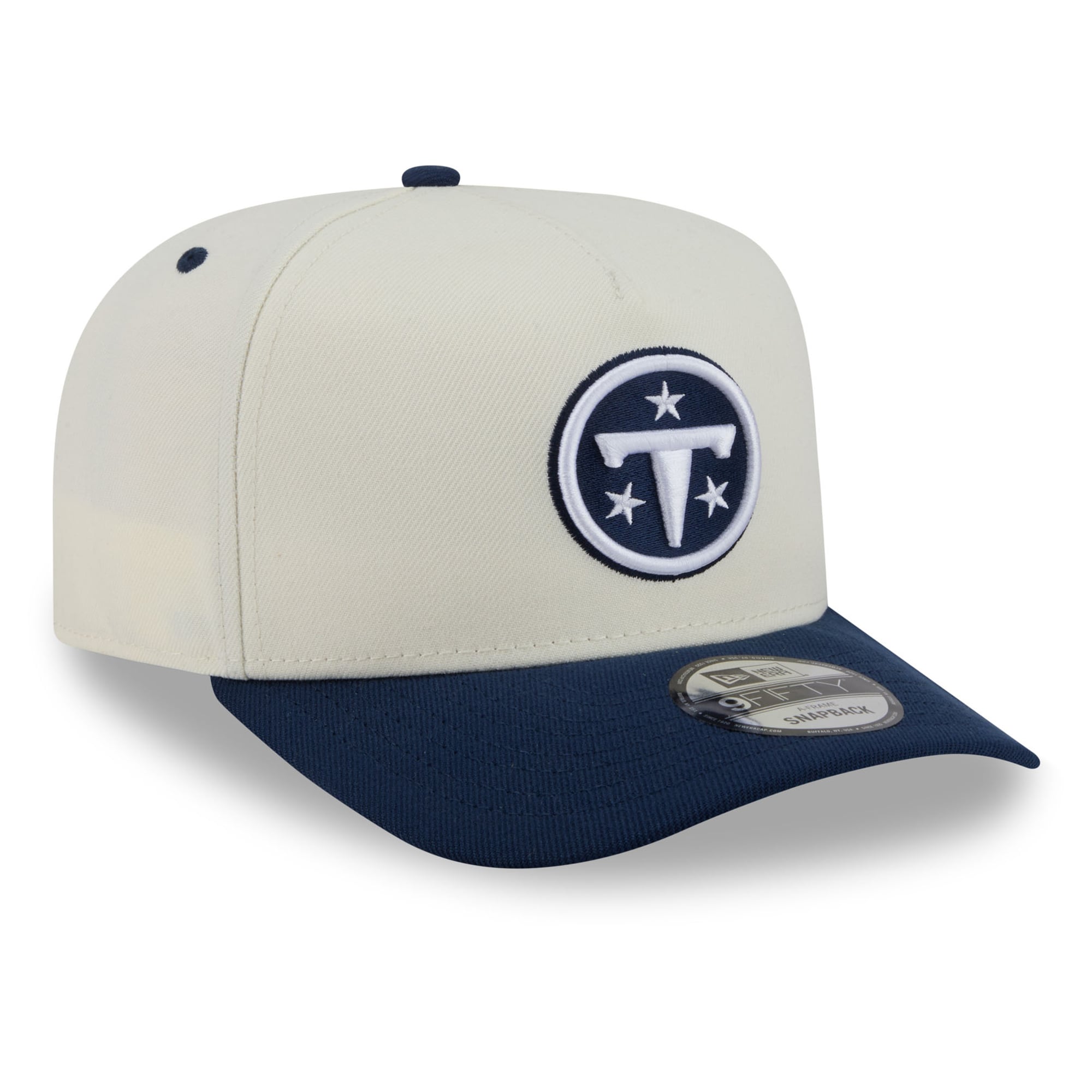 Men's New Era Cream Tennessee Titans 2026 Rivalries Collection Fan Pack A-Frame 9FIFTY Snapback Hat