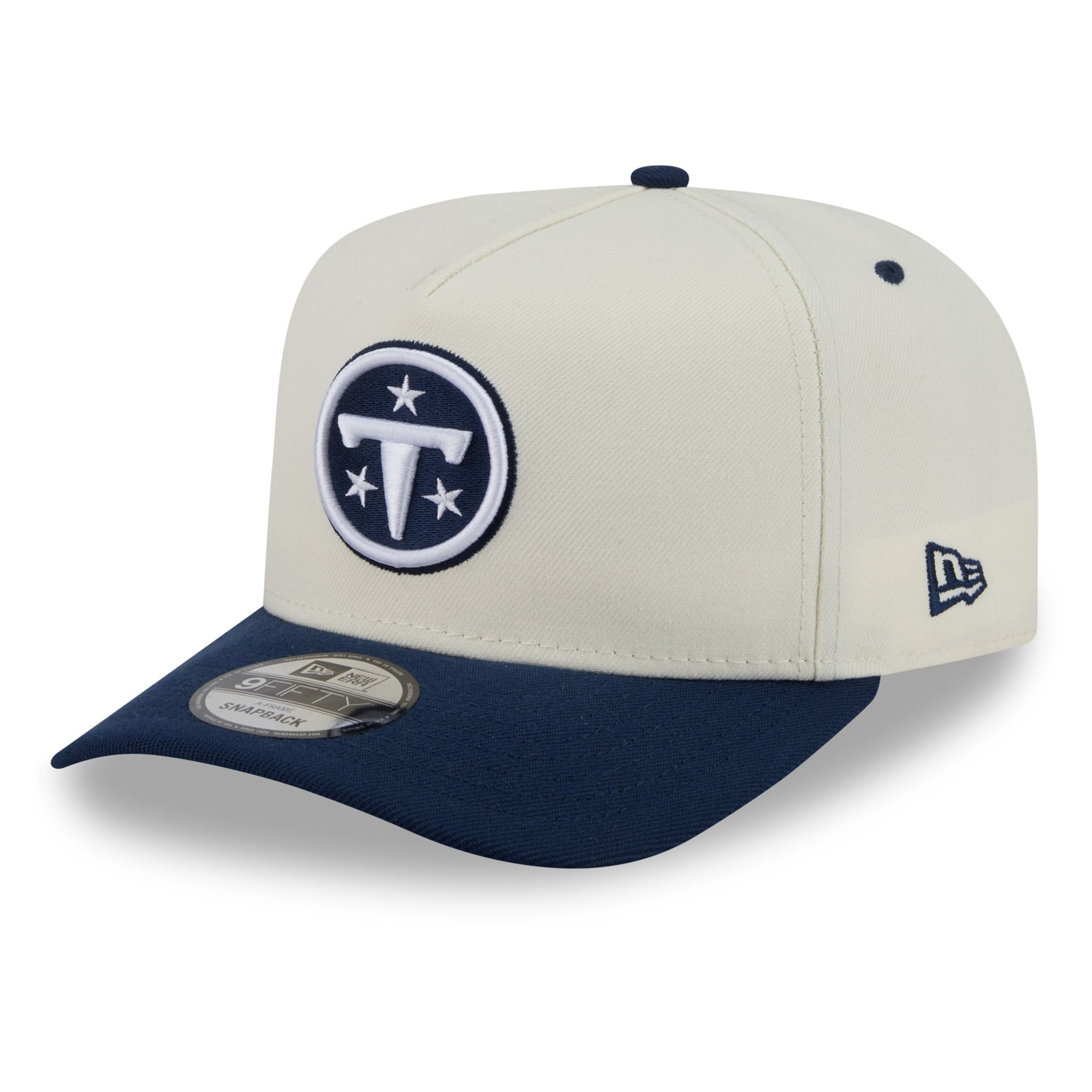 Men's New Era Cream Tennessee Titans 2026 Rivalries Collection Fan Pack A-Frame 9FIFTY Snapback Hat