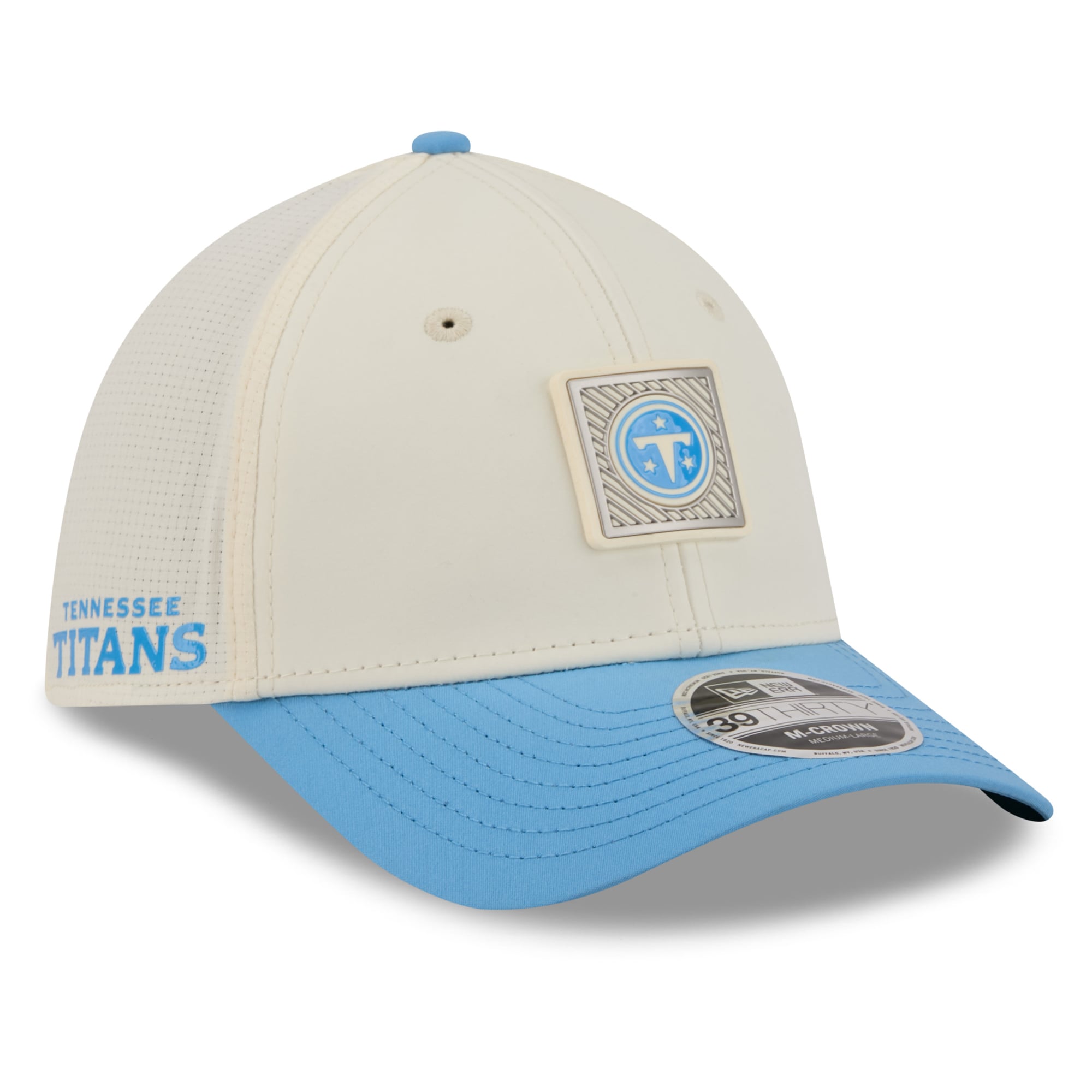 Casquette New Era Flex crème/bleu clair Tennessee Titans 2026 NFL Training Camp 39THIRTY pour homme