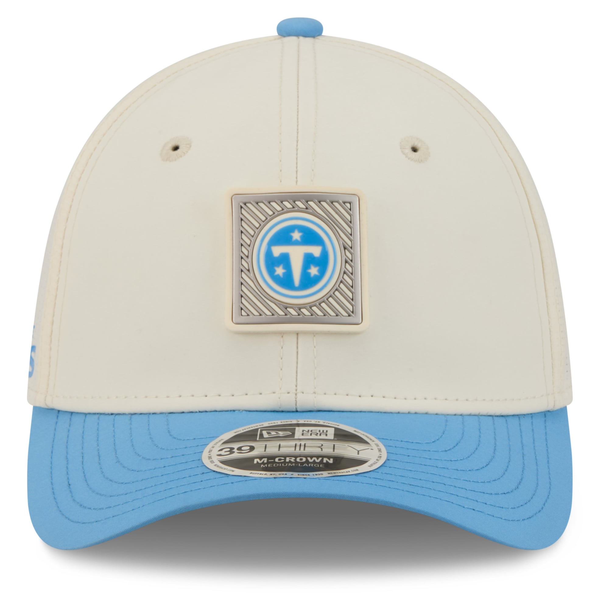 Casquette New Era Flex crème/bleu clair Tennessee Titans 2026 NFL Training Camp 39THIRTY pour homme