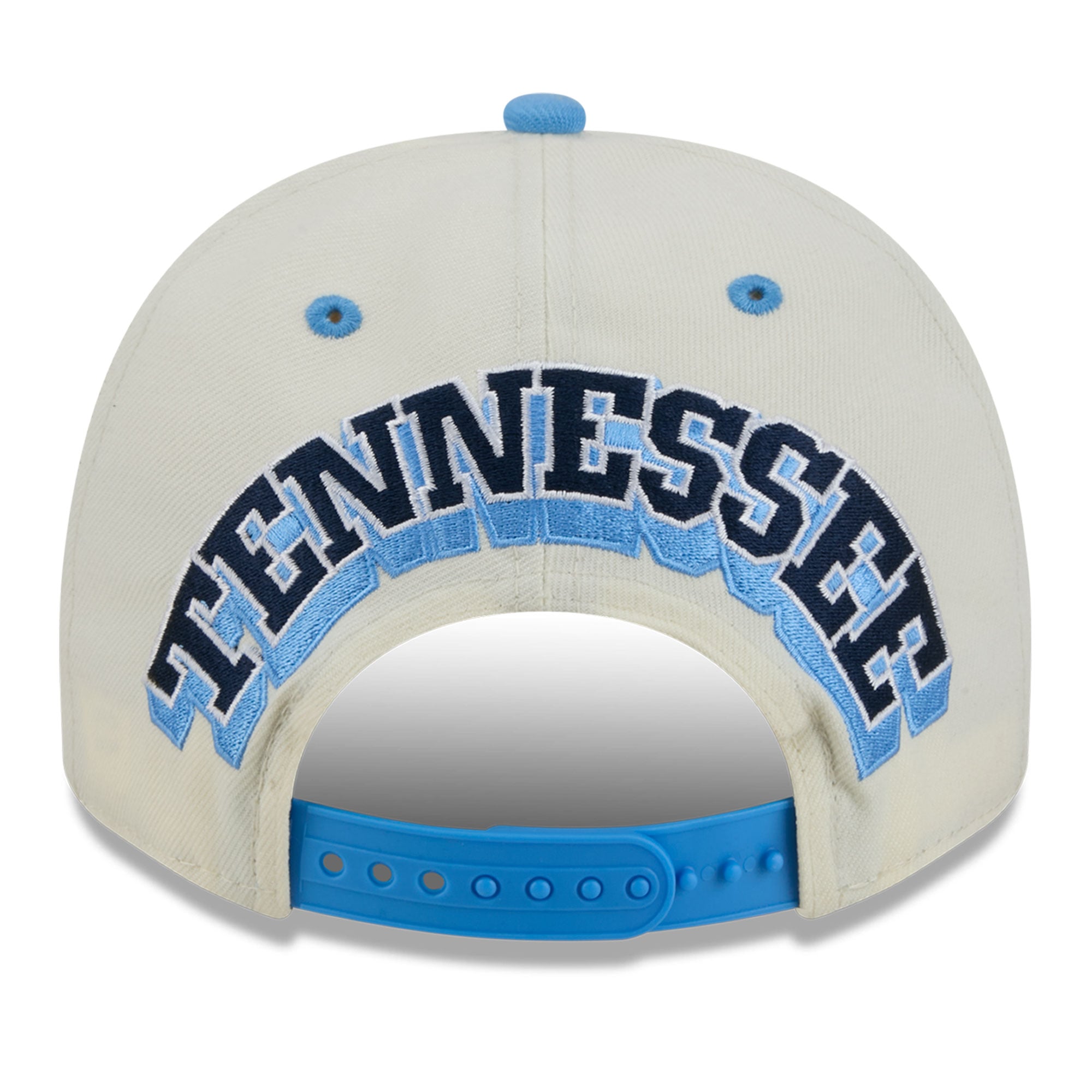 Men's New Era Cream/Light Blue Tennessee Titans Rear Wordmark A-Frame 9FIFTY Snapback Hat