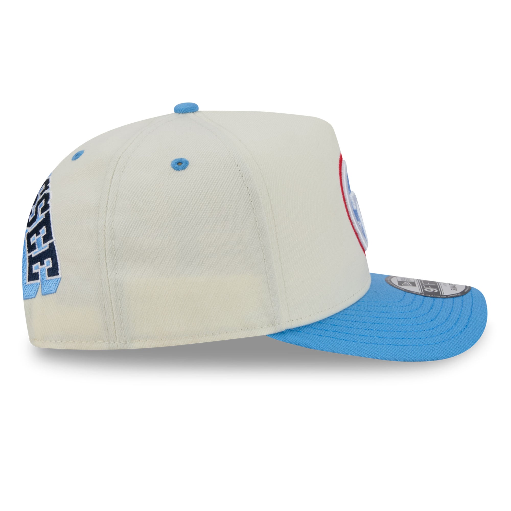 Men's New Era Cream/Light Blue Tennessee Titans Rear Wordmark A-Frame 9FIFTY Snapback Hat