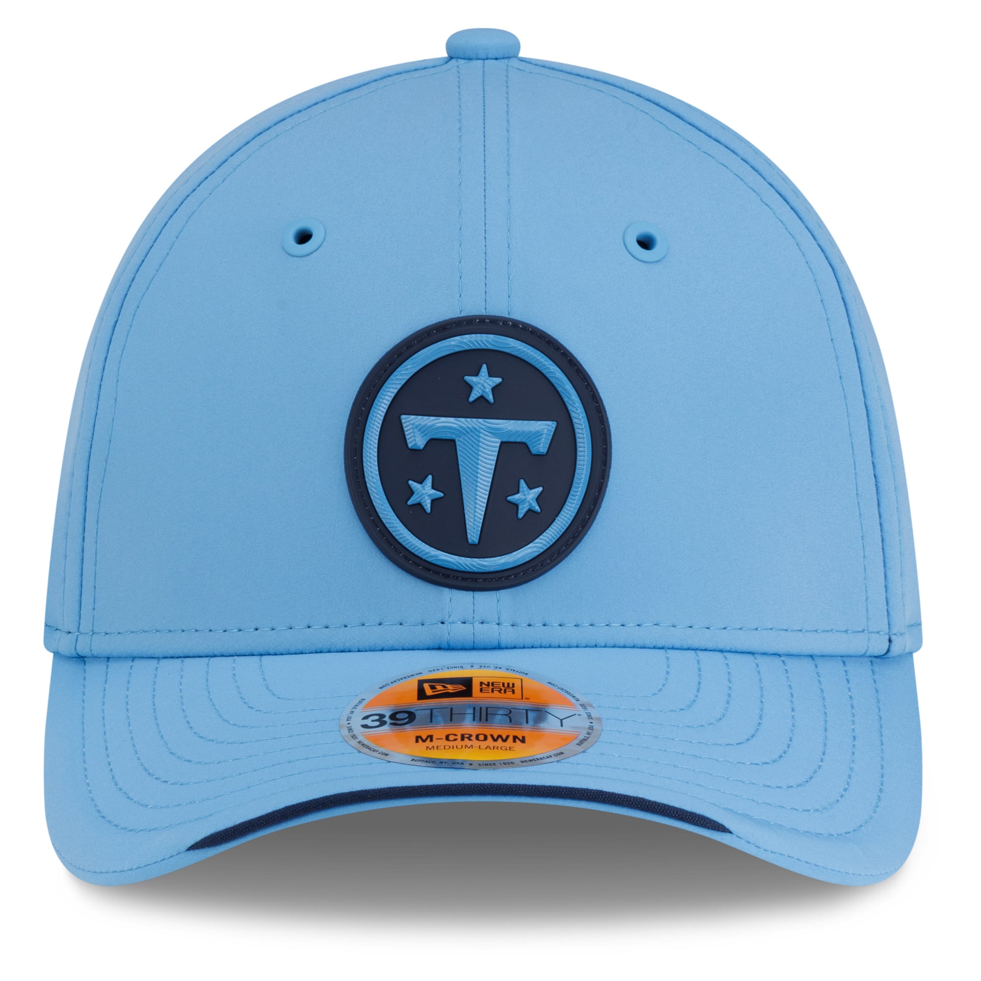 Casquette New Era Flex bleu clair Tennessee Titans 2026 Sideline 39THIRTY M-Crown pour homme