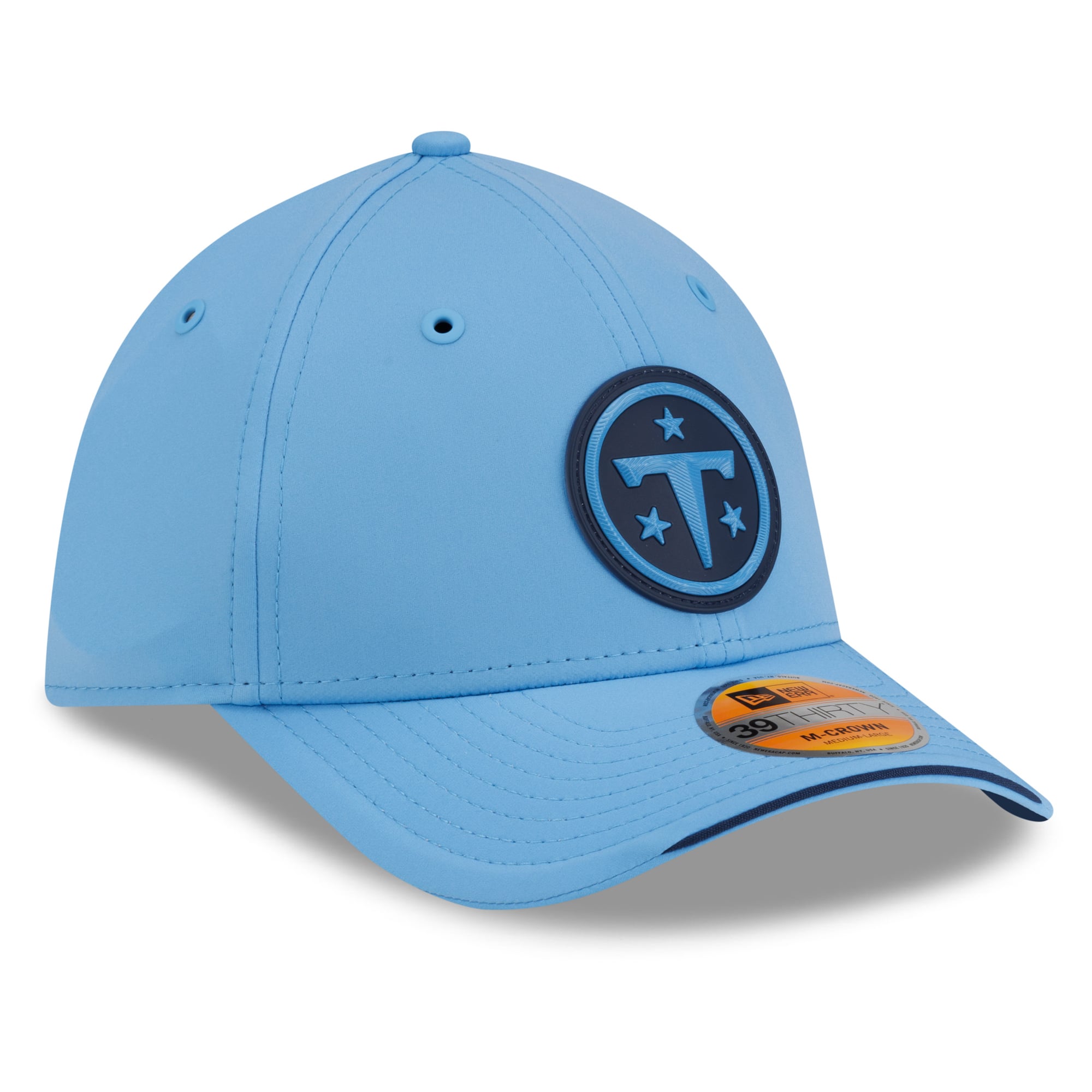 Casquette New Era Flex bleu clair Tennessee Titans 2026 Sideline 39THIRTY M-Crown pour homme