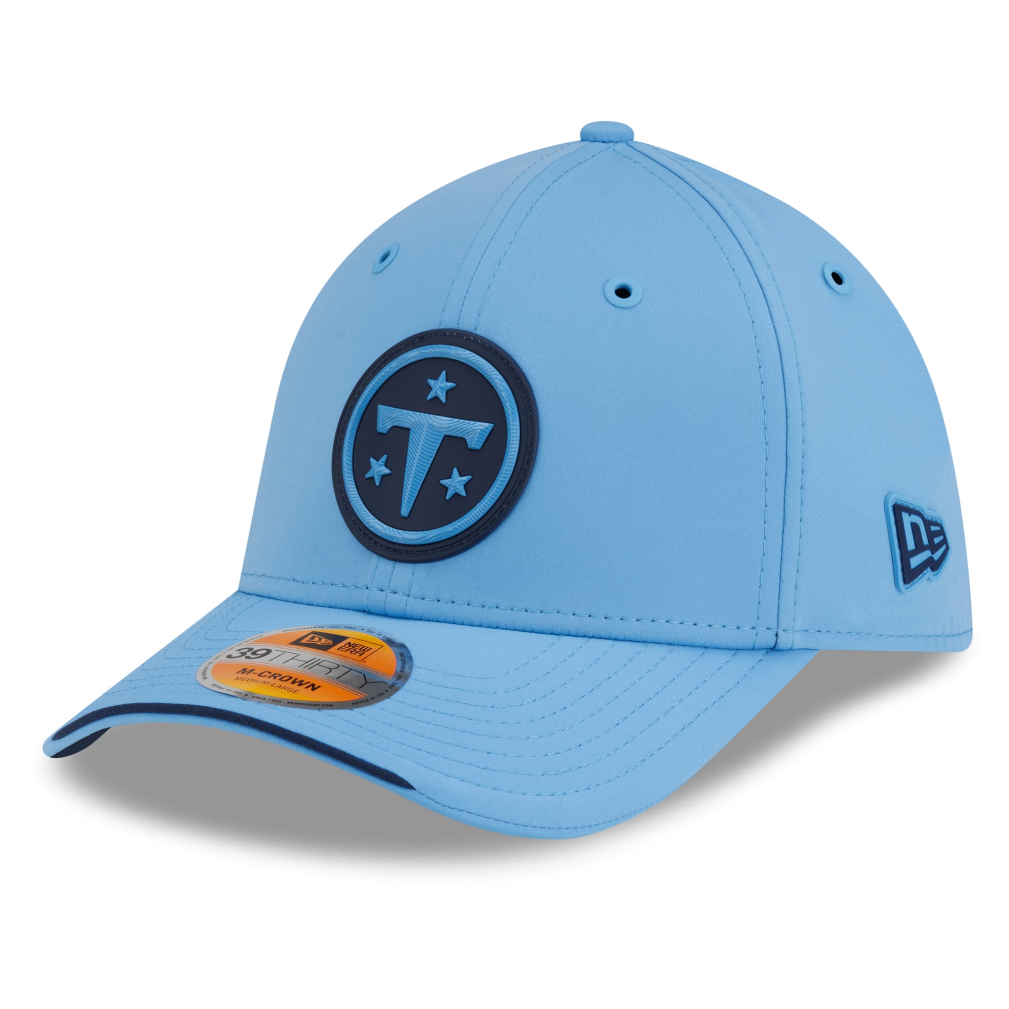 Casquette New Era Flex bleu clair Tennessee Titans 2026 Sideline 39THIRTY M-Crown pour homme