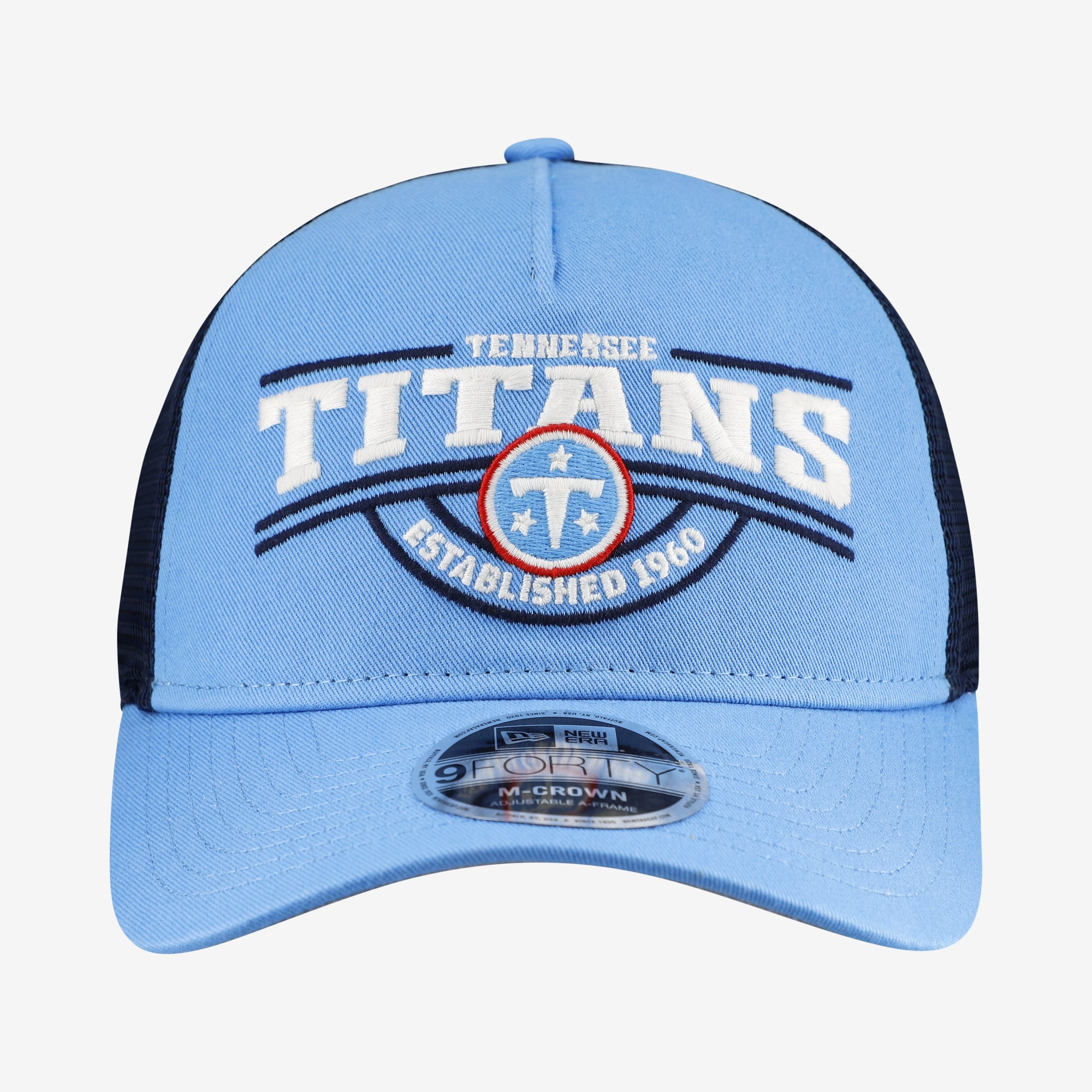 Casquette ajustable New Era 9FORTY A-Frame bleu clair pour homme, Tennessee Titans