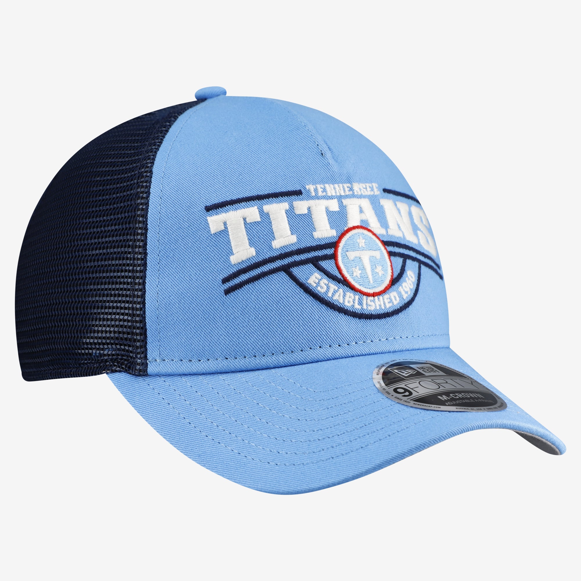 Casquette ajustable New Era 9FORTY A-Frame bleu clair pour homme, Tennessee Titans