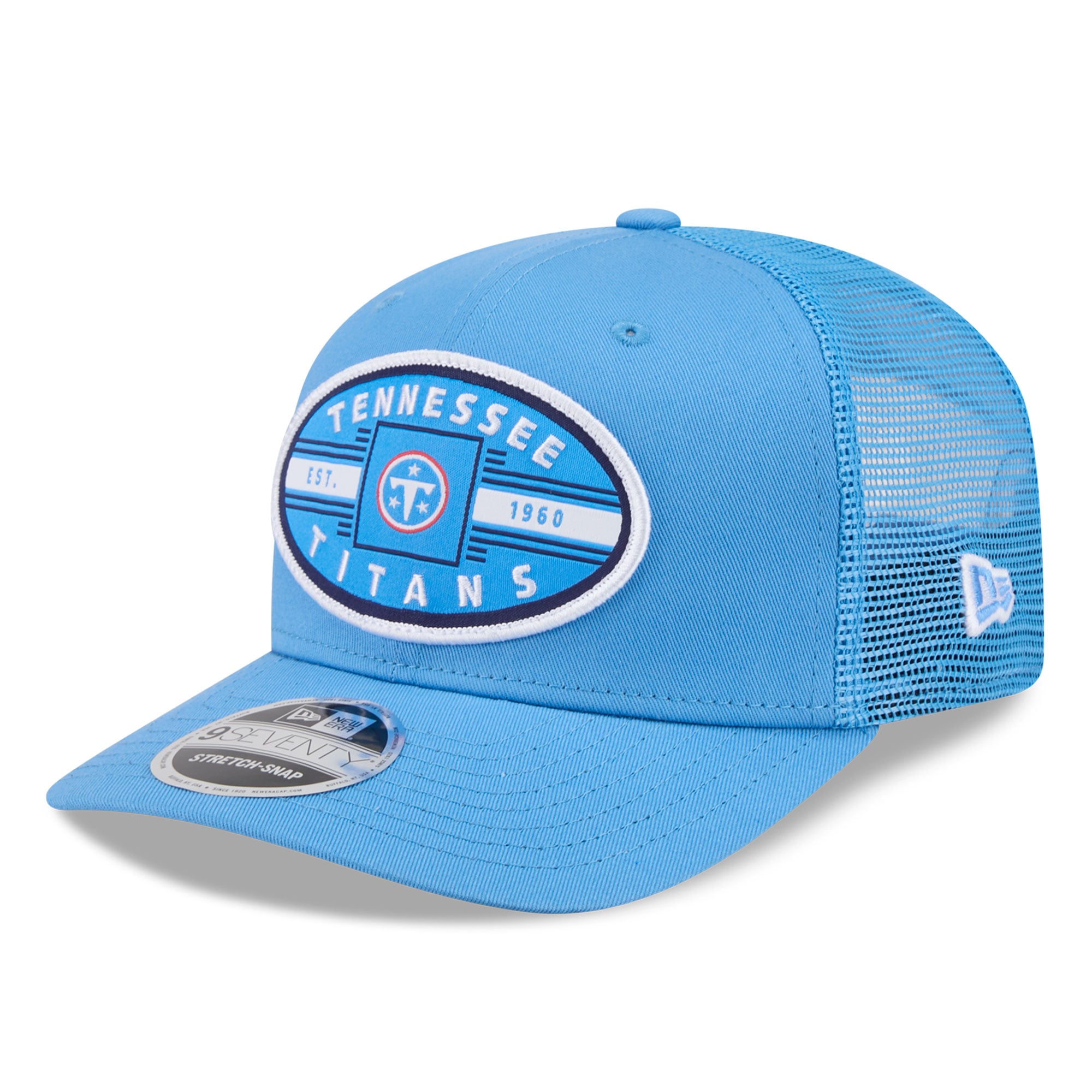 Casquette trucker New Era bleu clair Tennessee Titans Collegiate 9SEVENTY pour homme