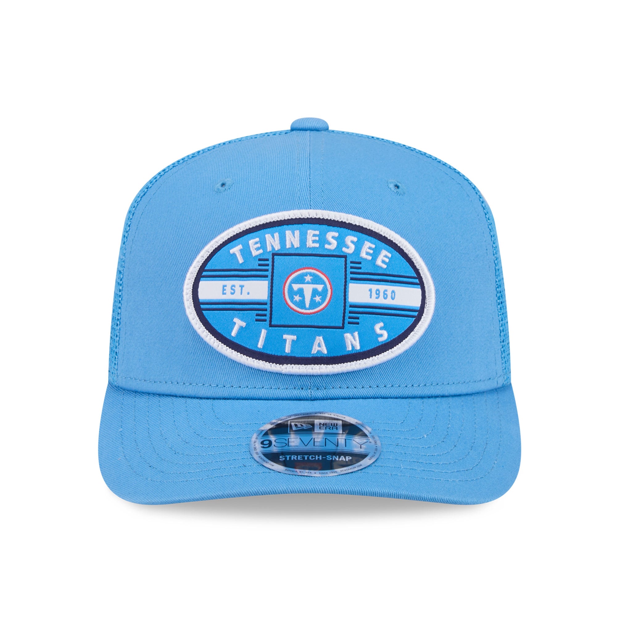 Casquette trucker New Era bleu clair Tennessee Titans Collegiate 9SEVENTY pour homme