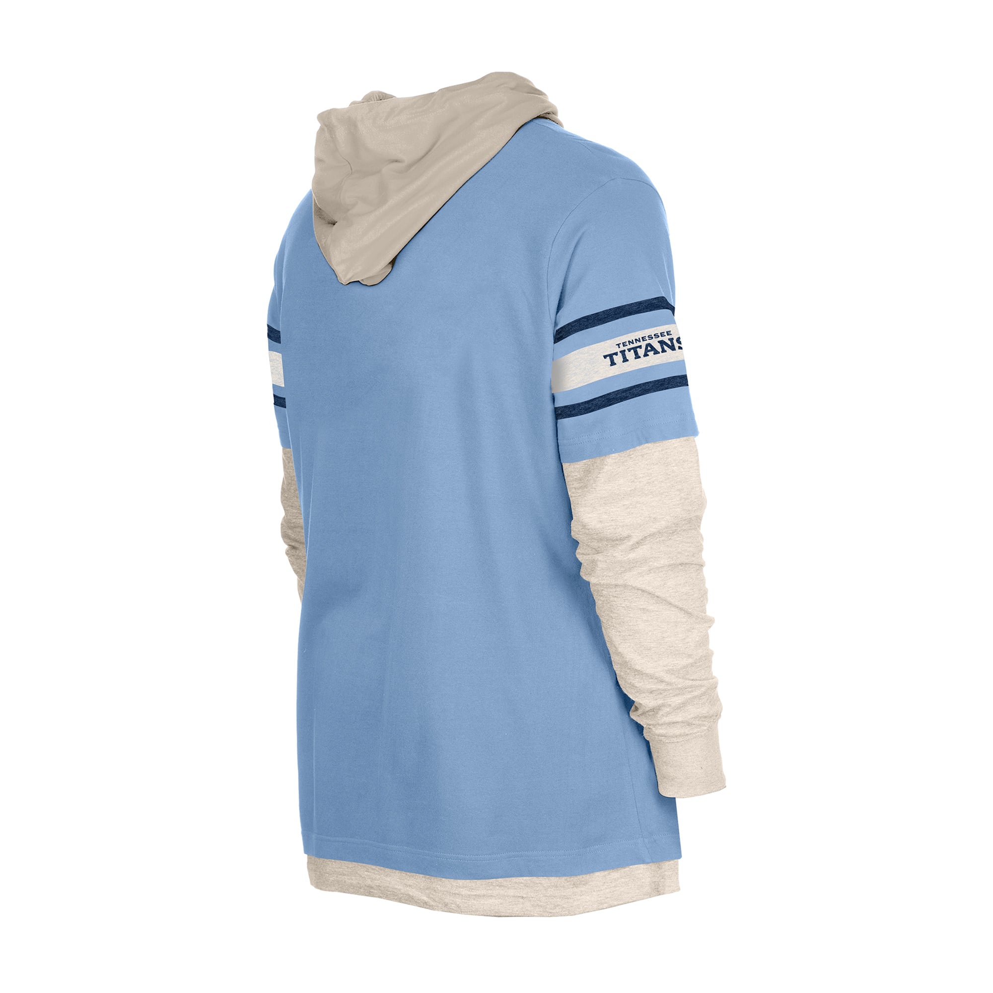 Men's New Era Light Blue Tennessee Titans Twofer Layered Long Sleeve Hooded T-Shirt