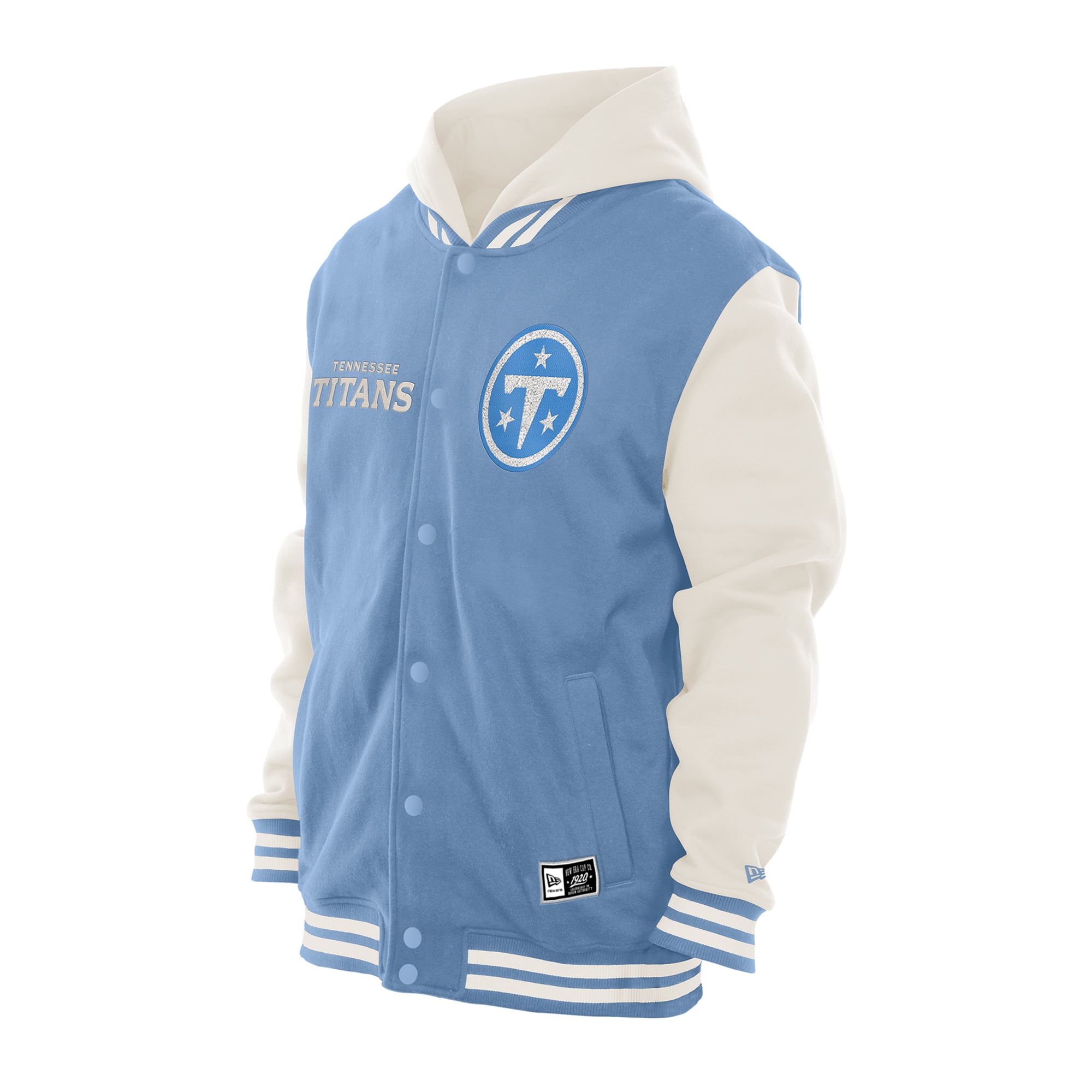 Veste polaire à capuche New Era bleu clair/crème Tennessee Titans pour homme