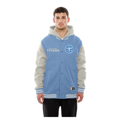Tennessee Titans New Era Full-Snap Fleece Hooded Jacket - Light Blue/Cream