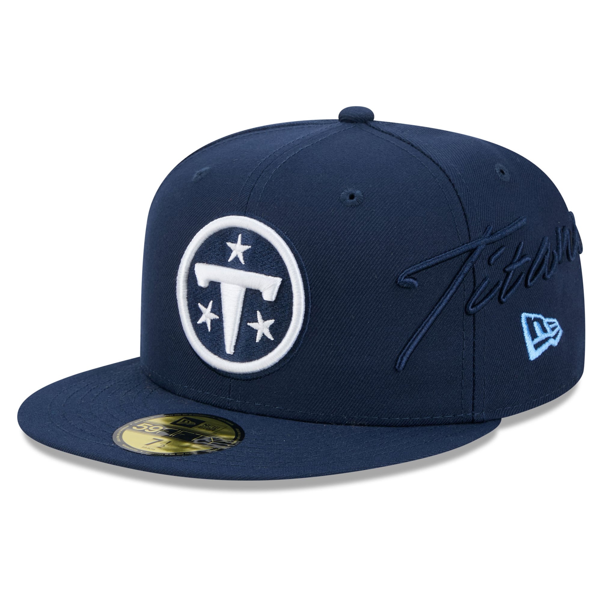 Men's New Era Navy Tennessee Titans 2026 Rivalries Collection Fan Pack Side Script 59FIFTY Fitted Hat