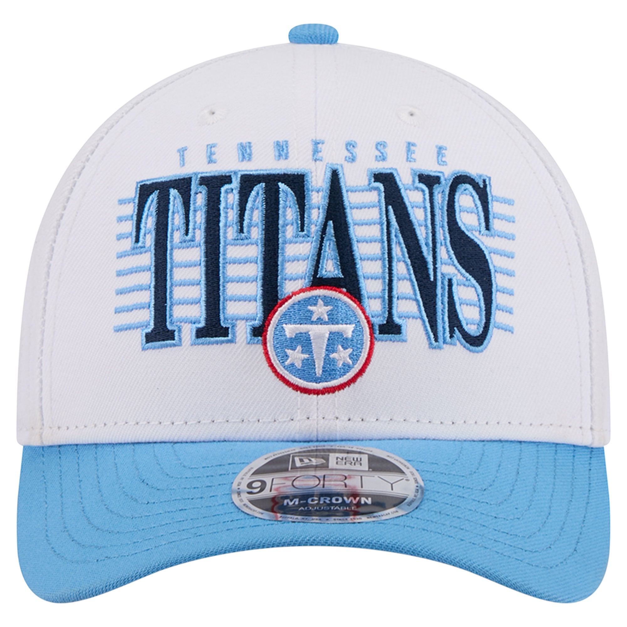 Casquette ajustable New Era blanche/bleu clair Tennessee Titans Loyal 9FORTY M-Crown pour homme
