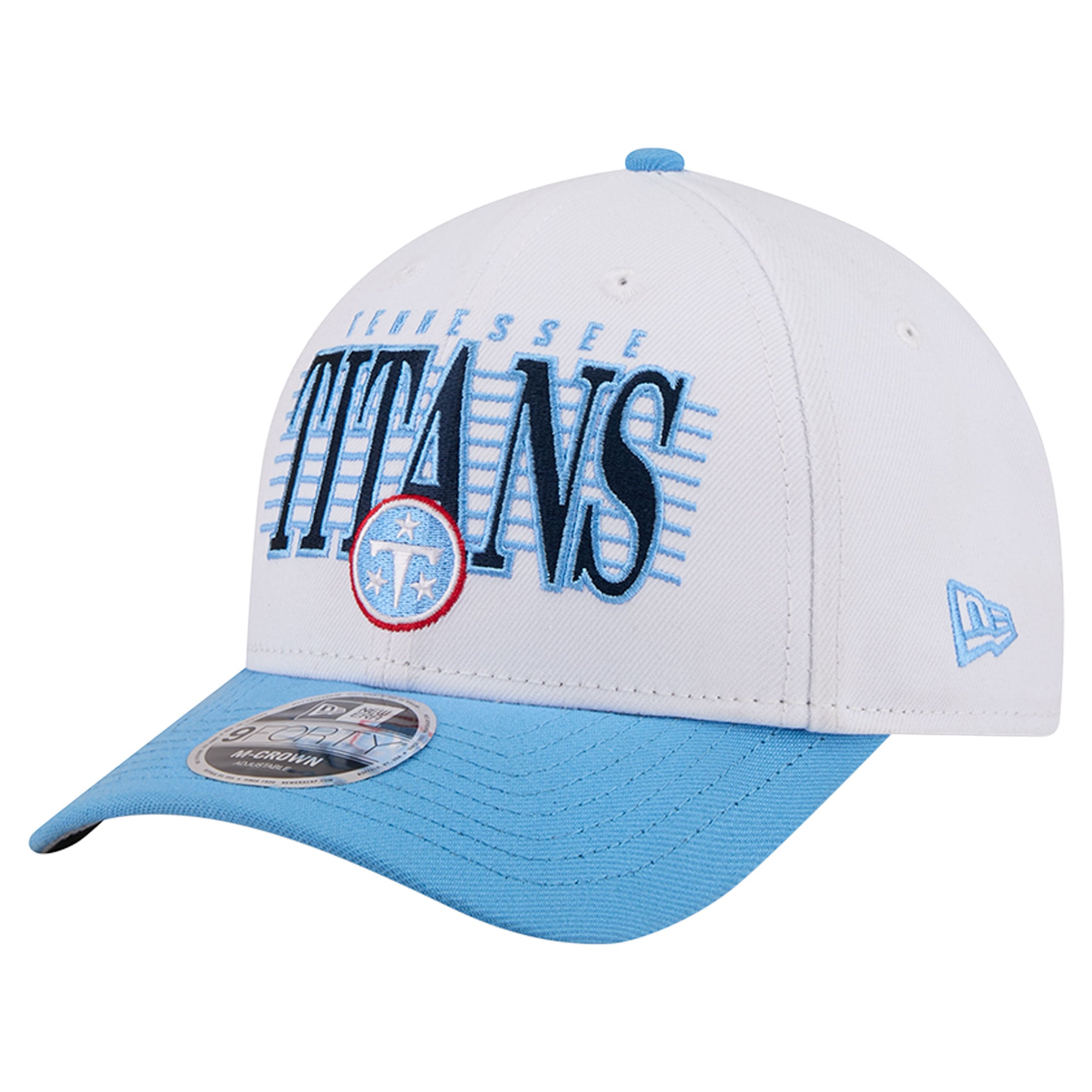 Casquette ajustable New Era blanche/bleu clair Tennessee Titans Loyal 9FORTY M-Crown pour homme
