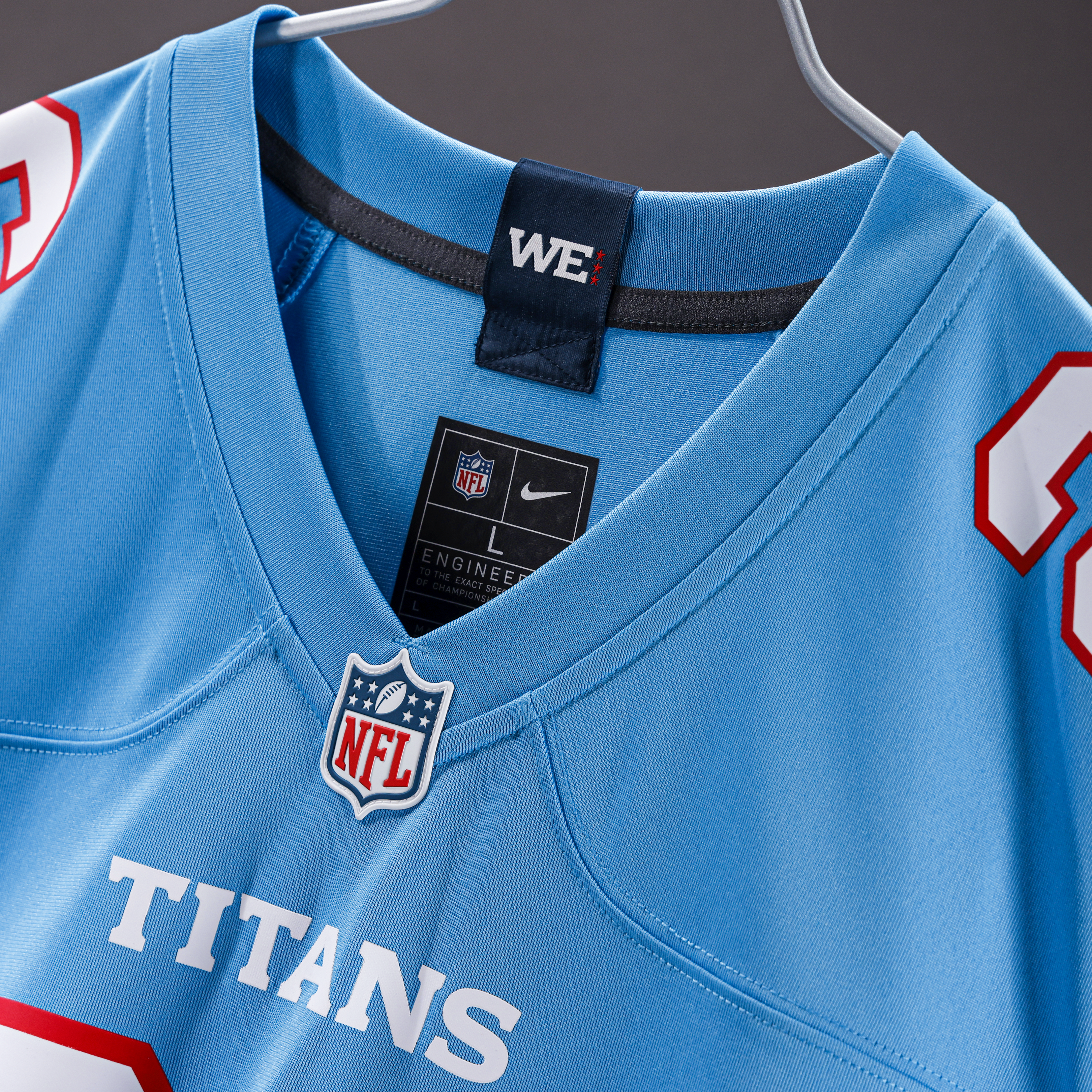 Maillot de match Nike Alontae Taylor bleu clair des Titans du Tennessee pour homme