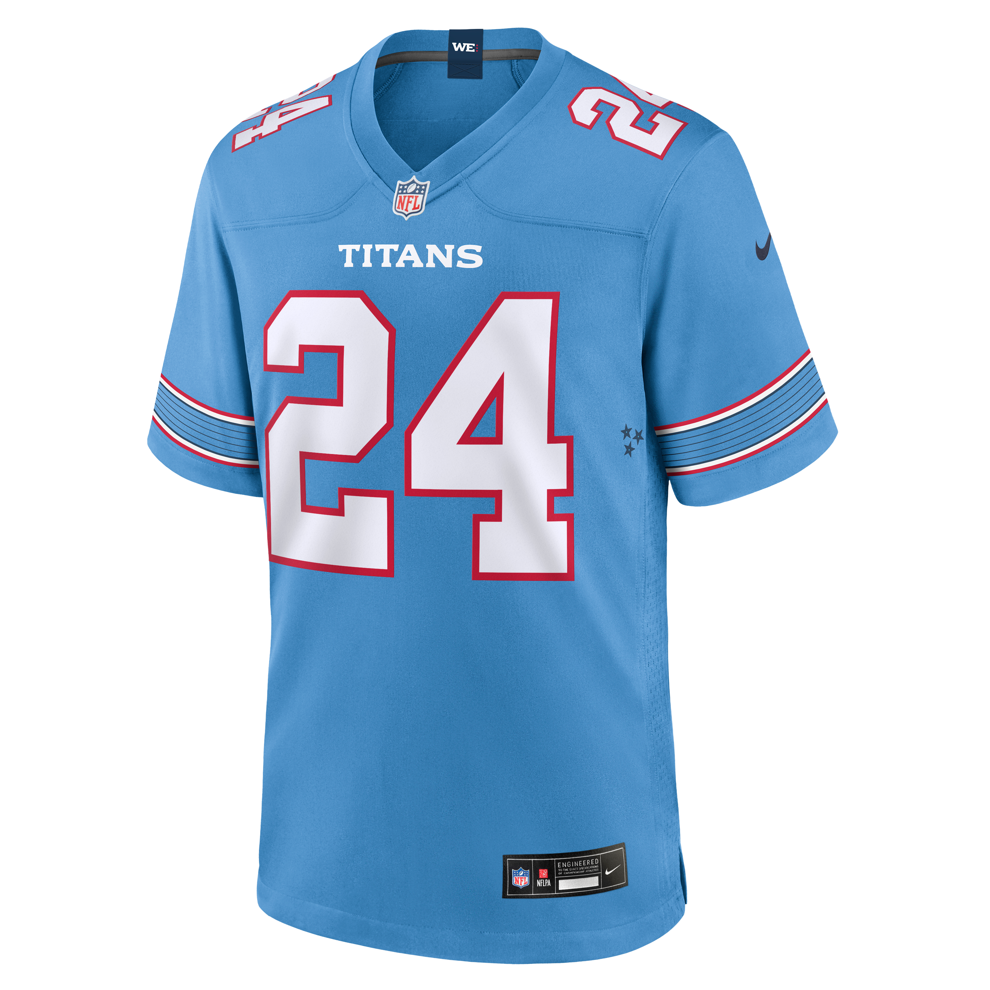 Maillot de match Nike Alontae Taylor bleu clair des Titans du Tennessee pour homme