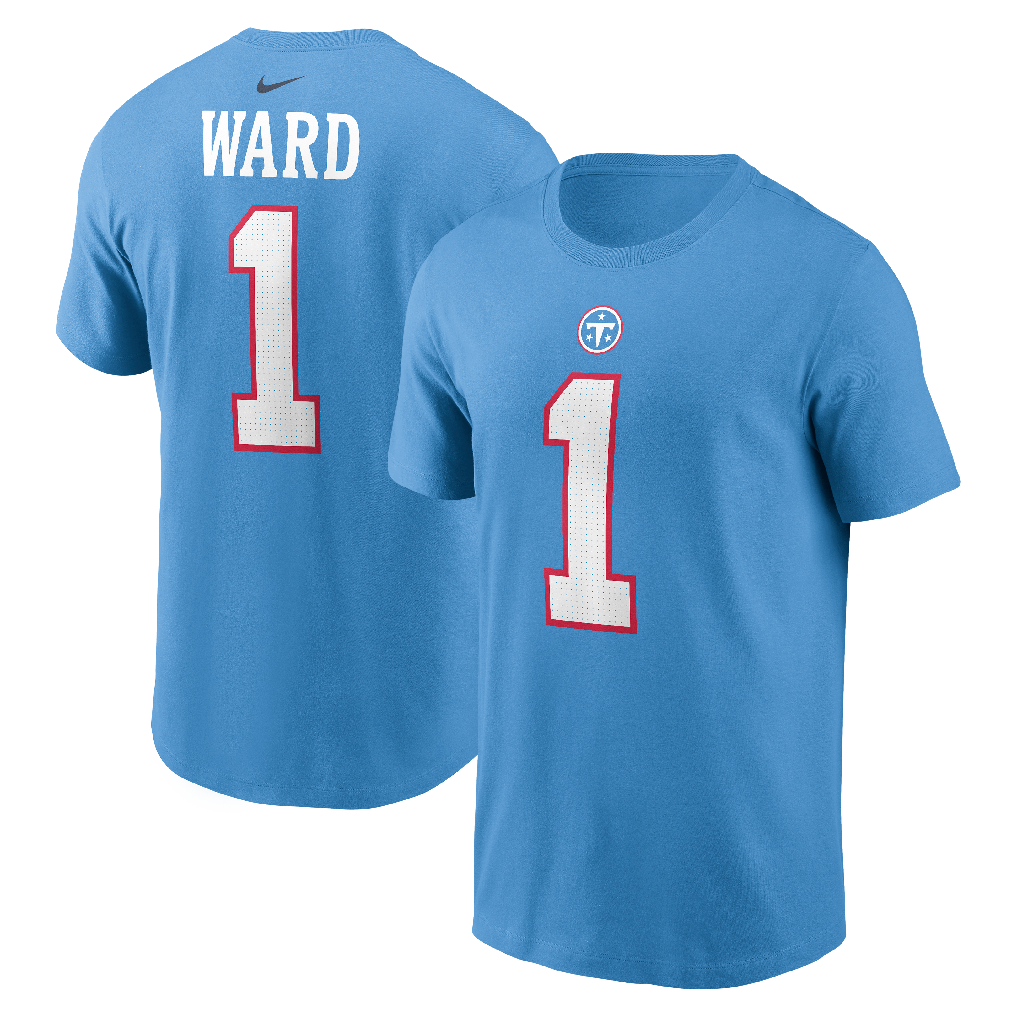 Men's Nike Cameron Ward Light Blue Tennessee Titans Name & Number T-Shirt