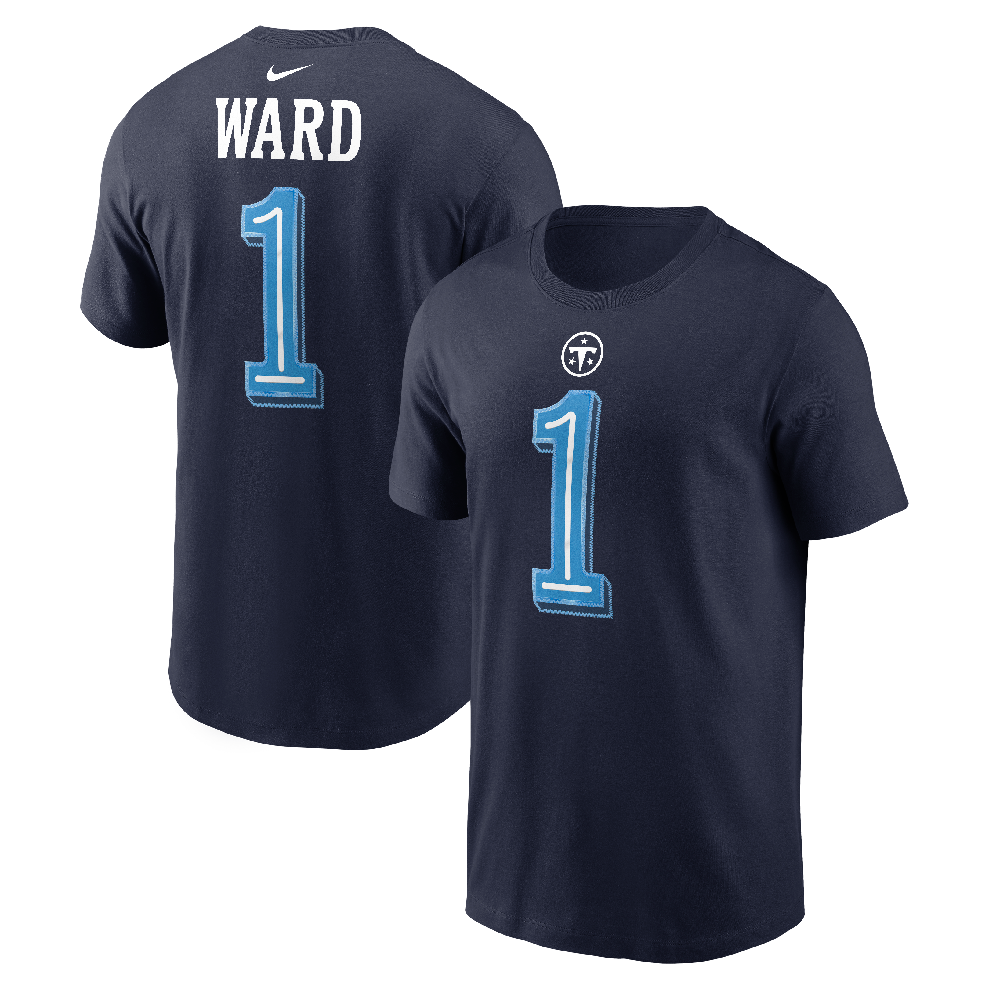 Men's Nike Cameron Ward Navy Tennessee Titans 2026 Rivalries Collection Player Name & Number T-Shirt