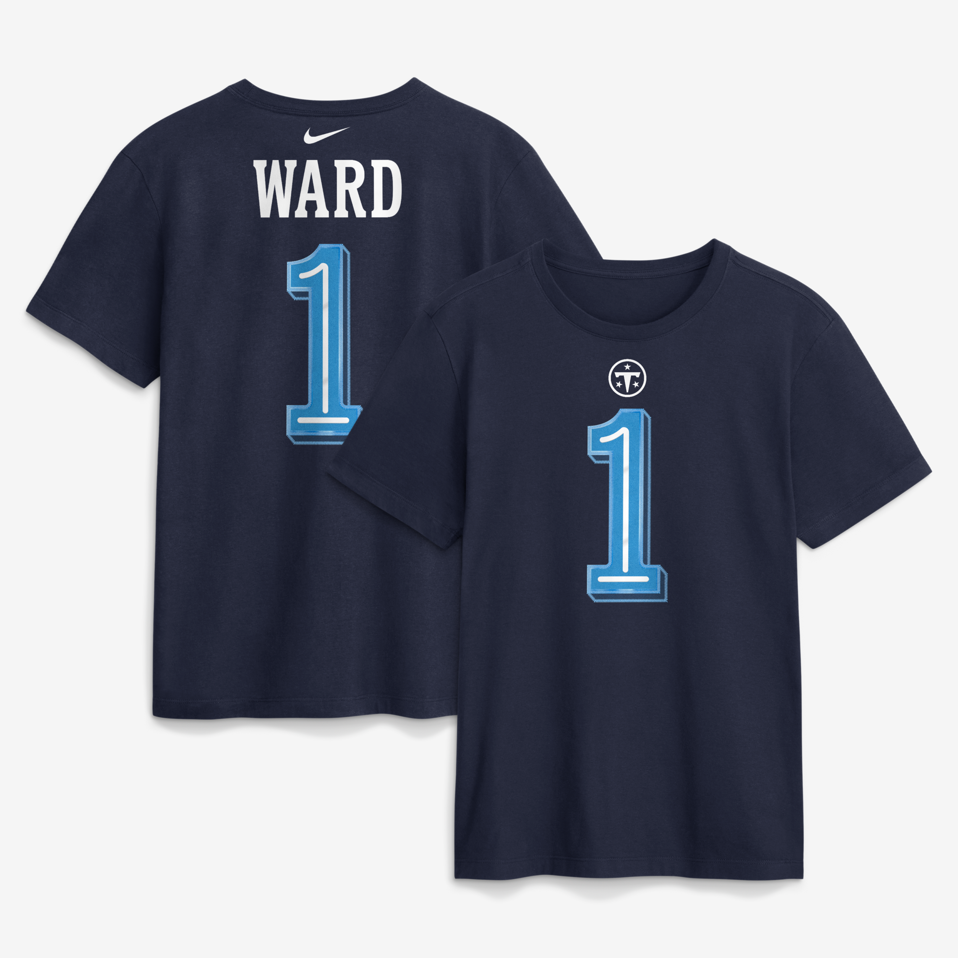 Men's Nike Cameron Ward Navy Tennessee Titans 2026 Rivalries Collection Player Name & Number T-Shirt
