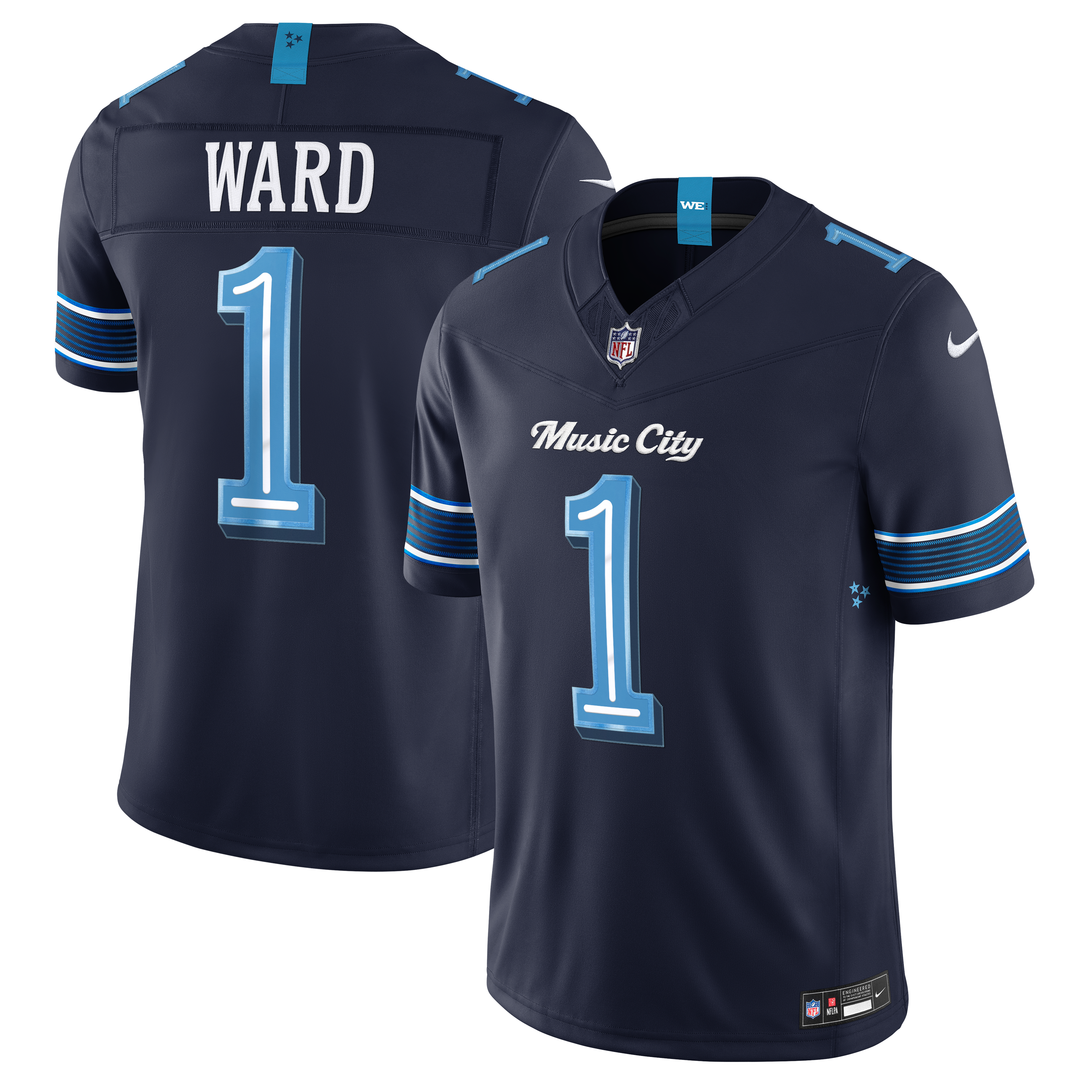 Men's Nike Cameron Ward Navy Tennessee Titans 2026 Rivalries Collection Stitched Limited Jersey