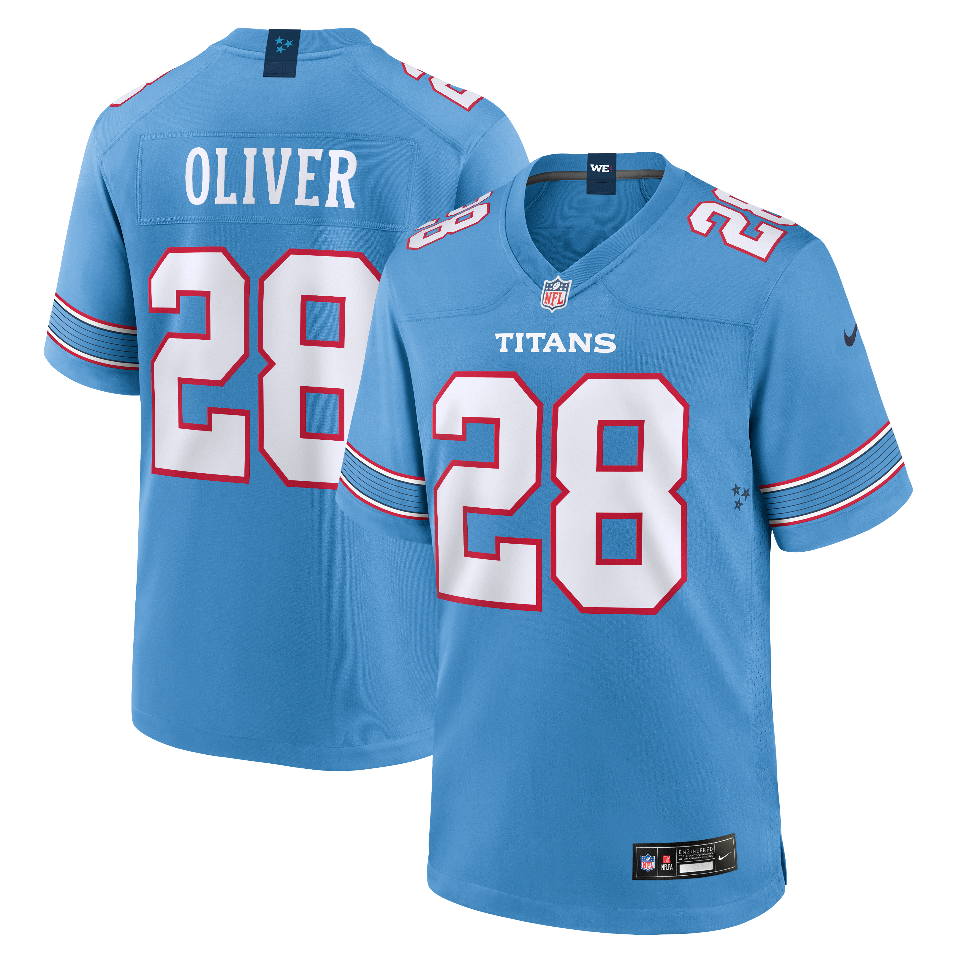 Maillot de match Nike Isaiah Oliver bleu clair des Tennessee Titans pour homme