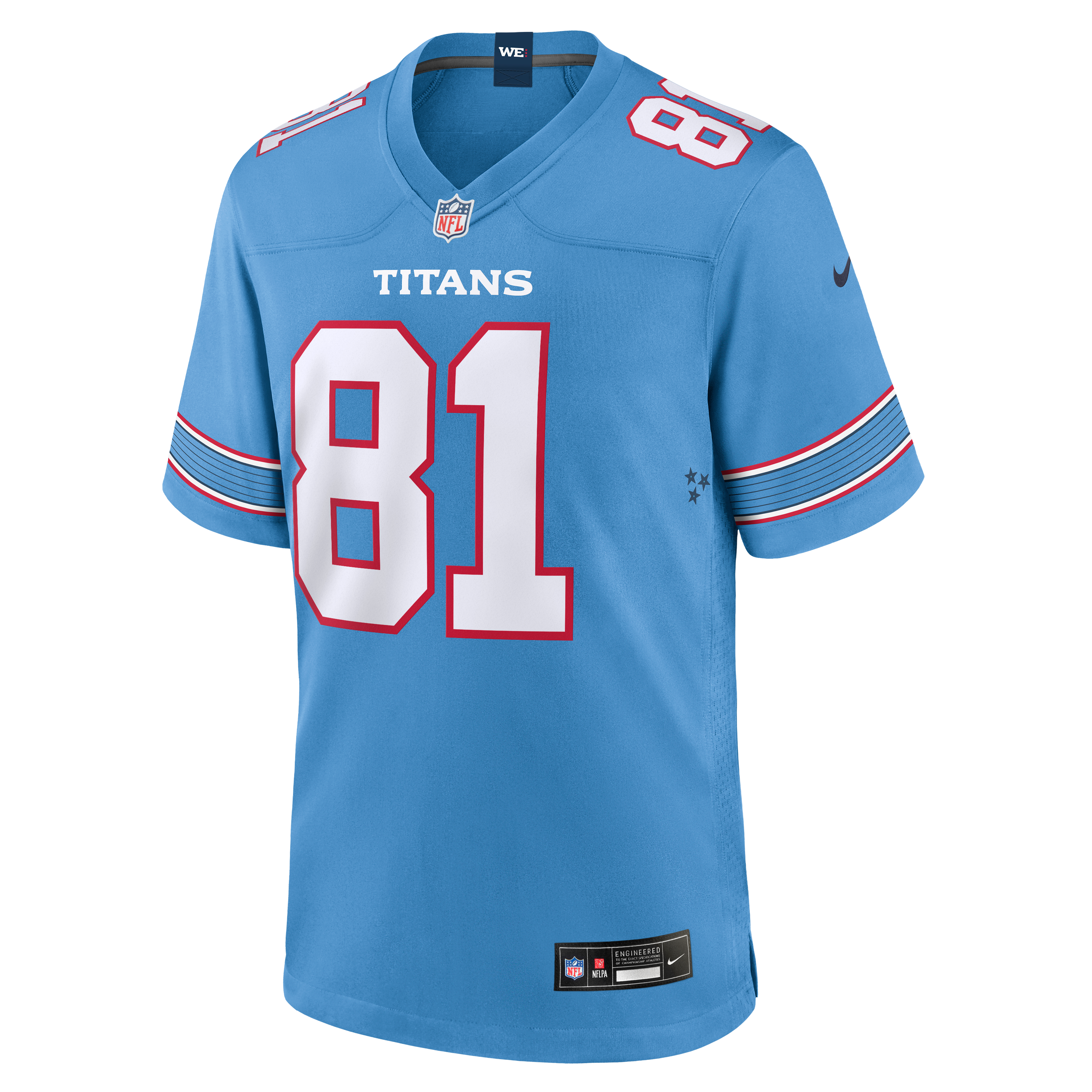 Men's Nike Jaren Kanak Light Blue Tennessee Titans Team Game Jersey
