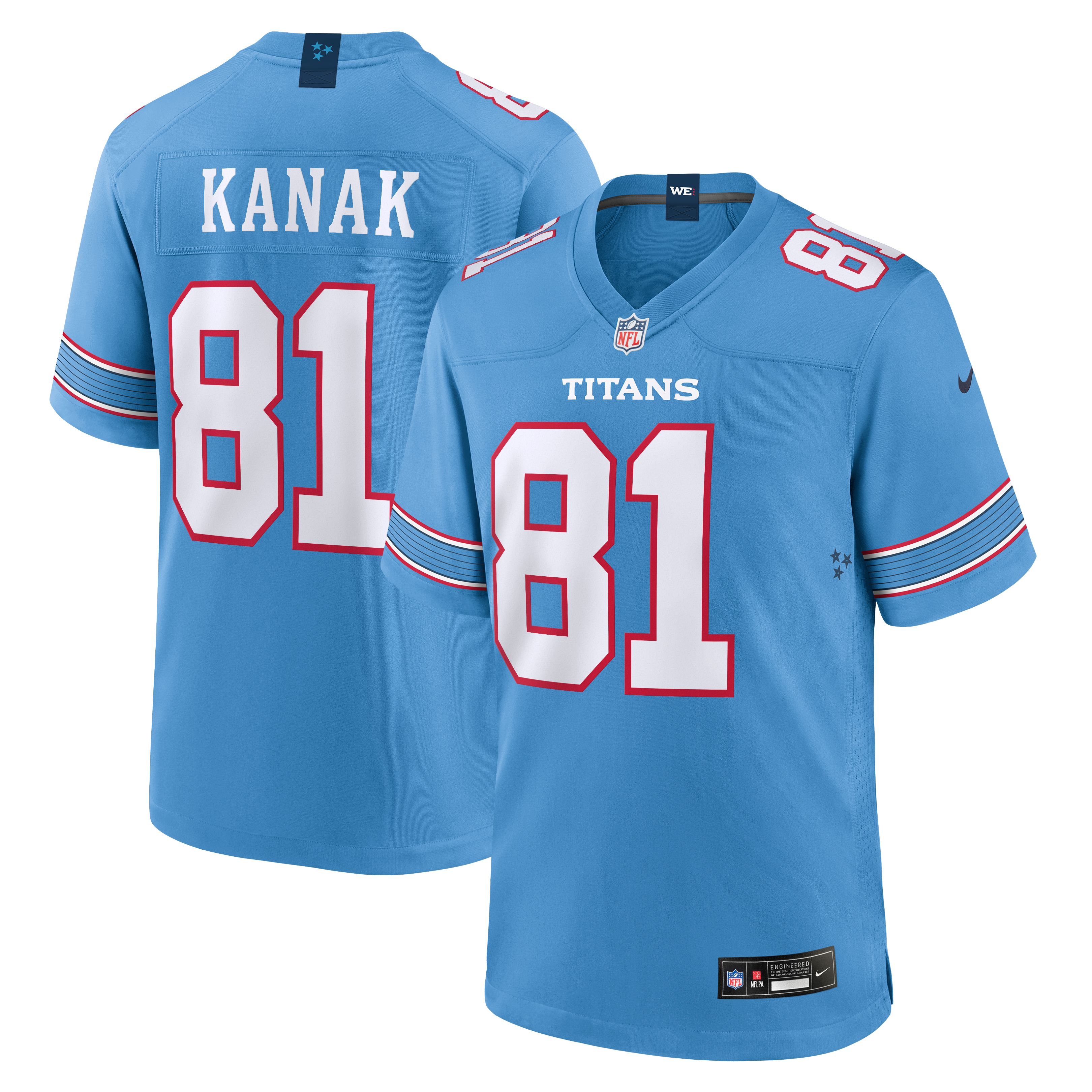 Men's Nike Jaren Kanak Light Blue Tennessee Titans Team Game Jersey