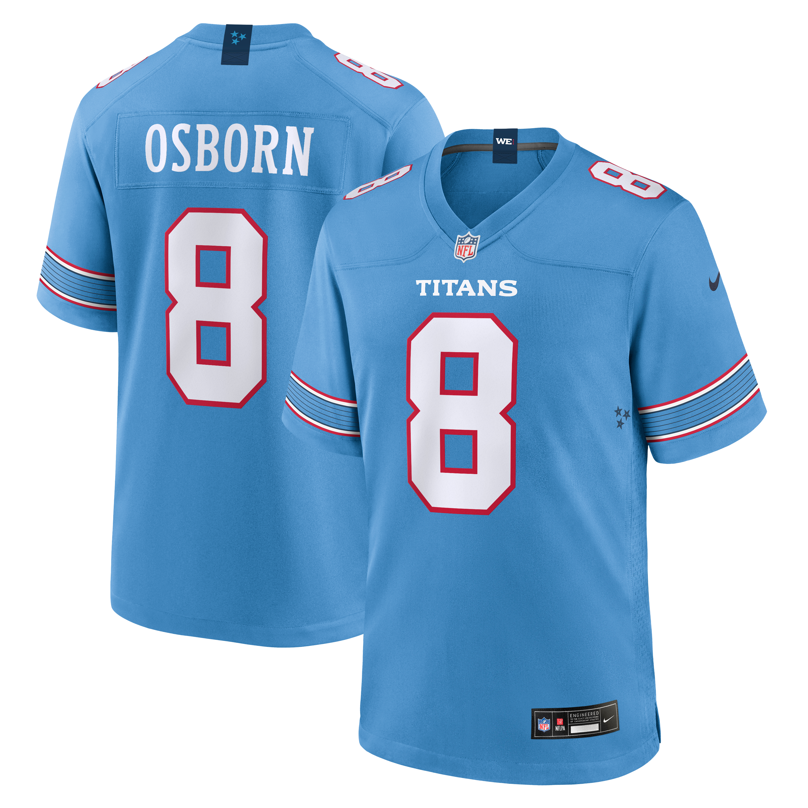 Maillot de match Nike K.J. Osborn bleu clair des Titans du Tennessee pour homme