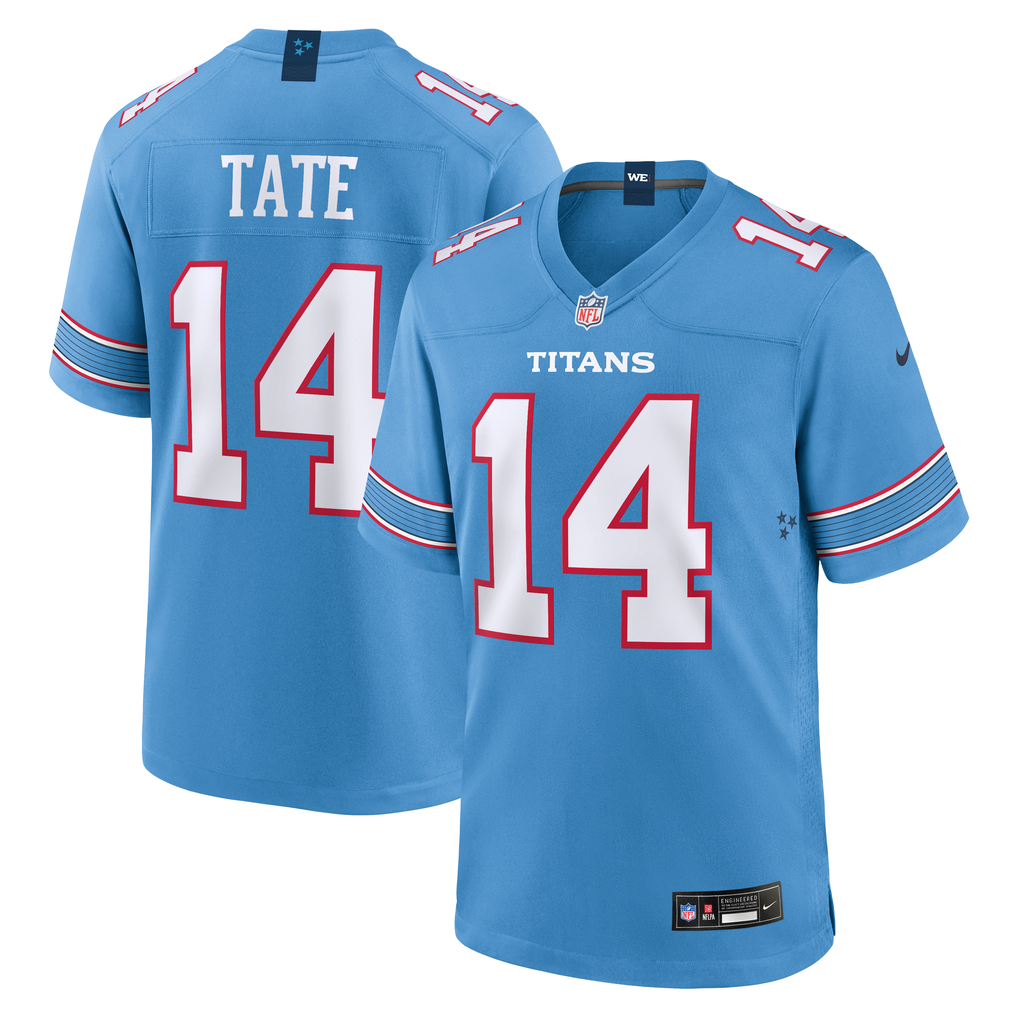 Men's Nike Light Blue Tennessee Titans Carnell Tate Team Game Jersey