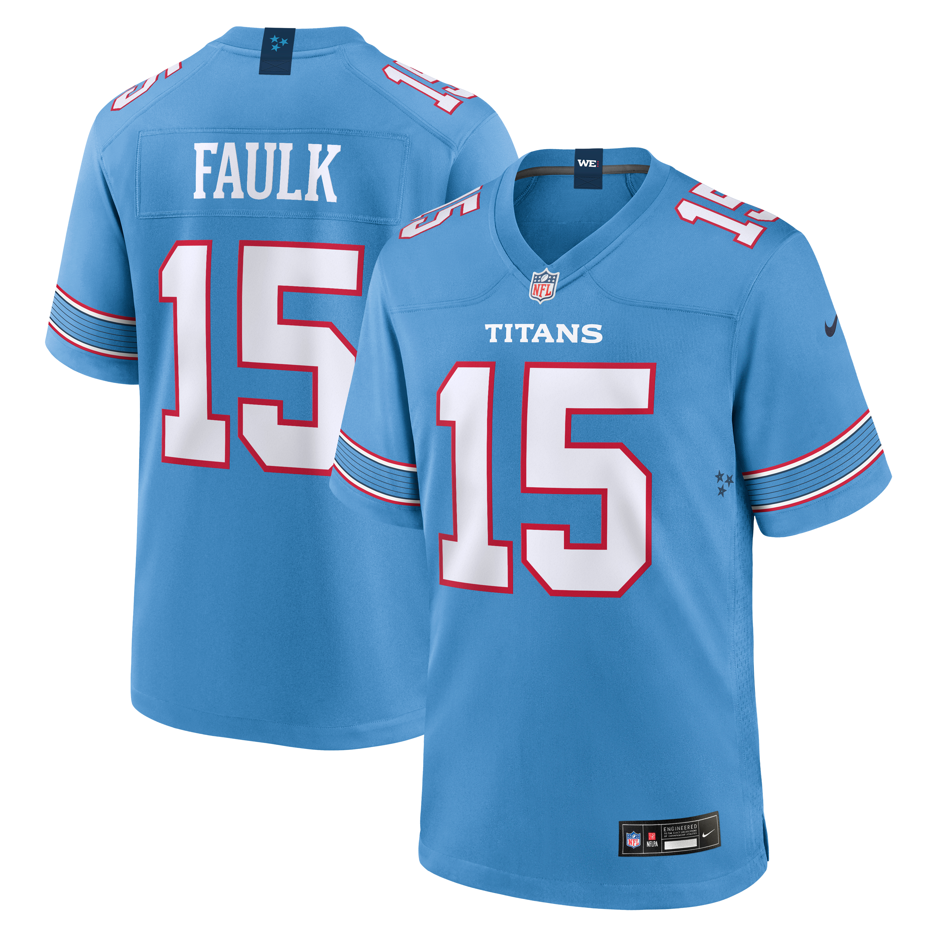Men's Nike Light Blue Tennessee Titans Keldric Faulk Team Game Jersey