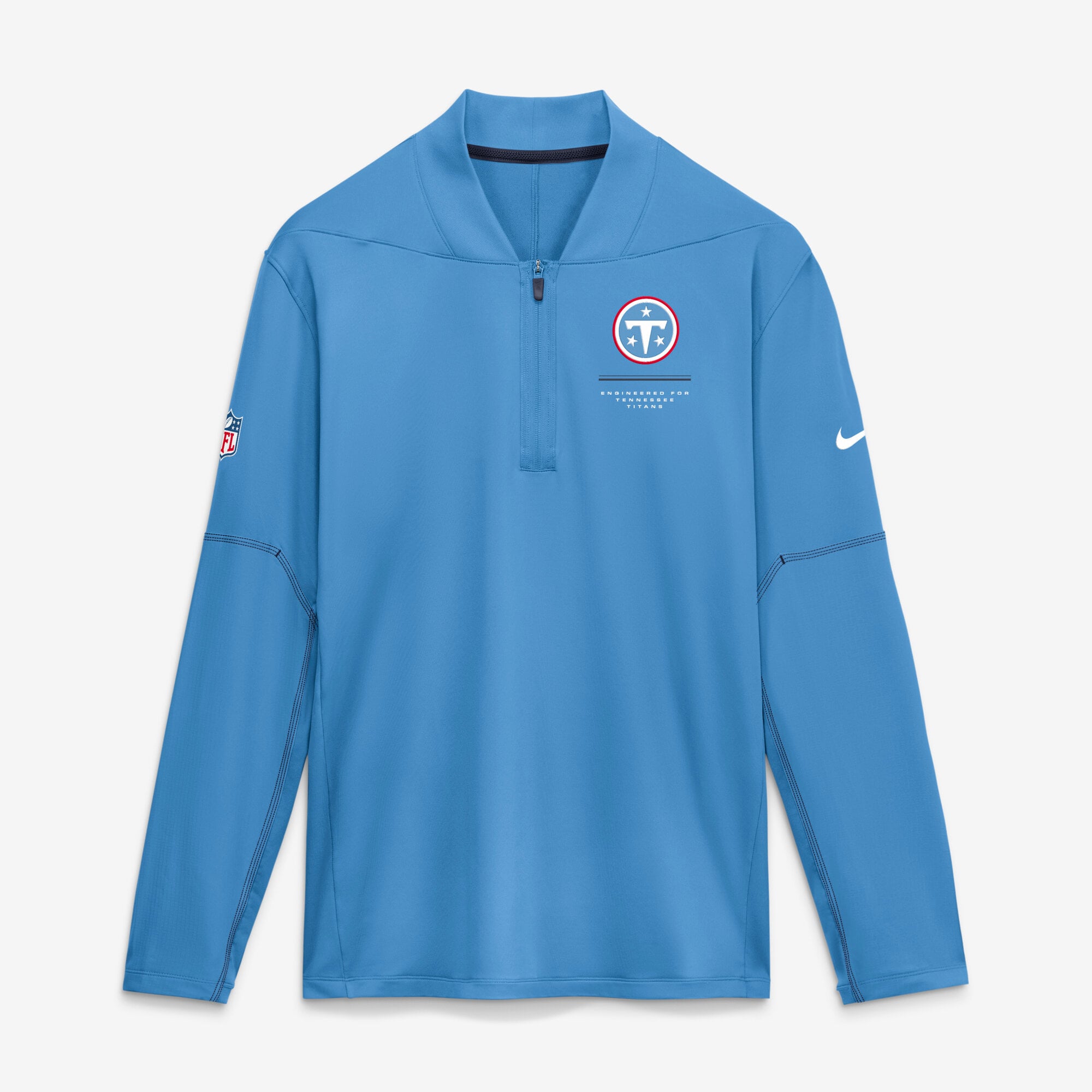 Men's Nike Light Blue Tennessee Titans Sideline Logo Glory Midweight Dri-FIT Half-Zip Pullover